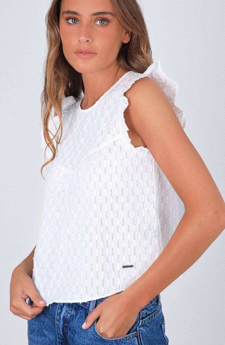 Blusa Manga Corta Blanco Mujer Raindoor-2