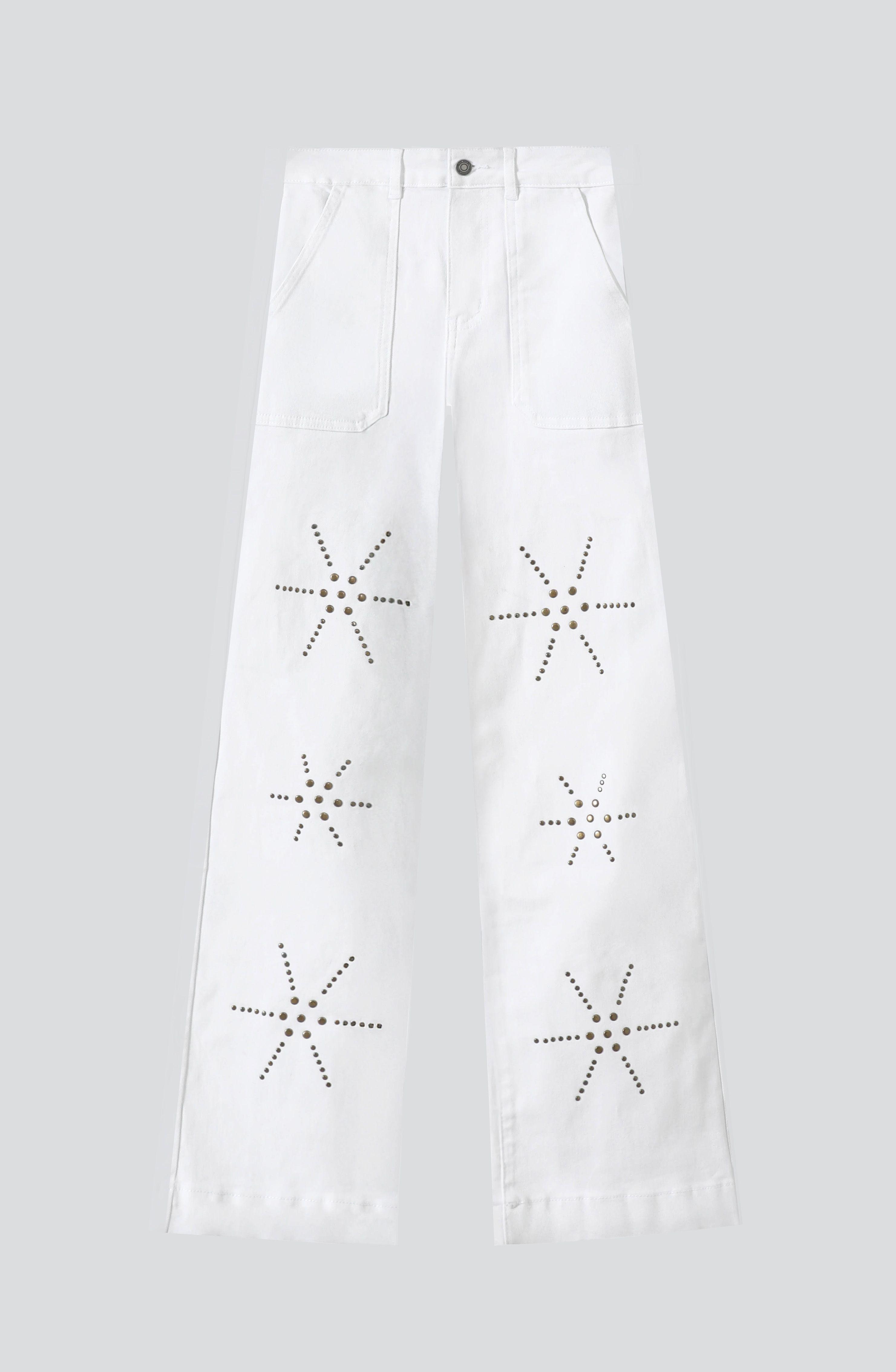 Pantalón Flores Tachas Wide Leg Mujer Raindoor-3