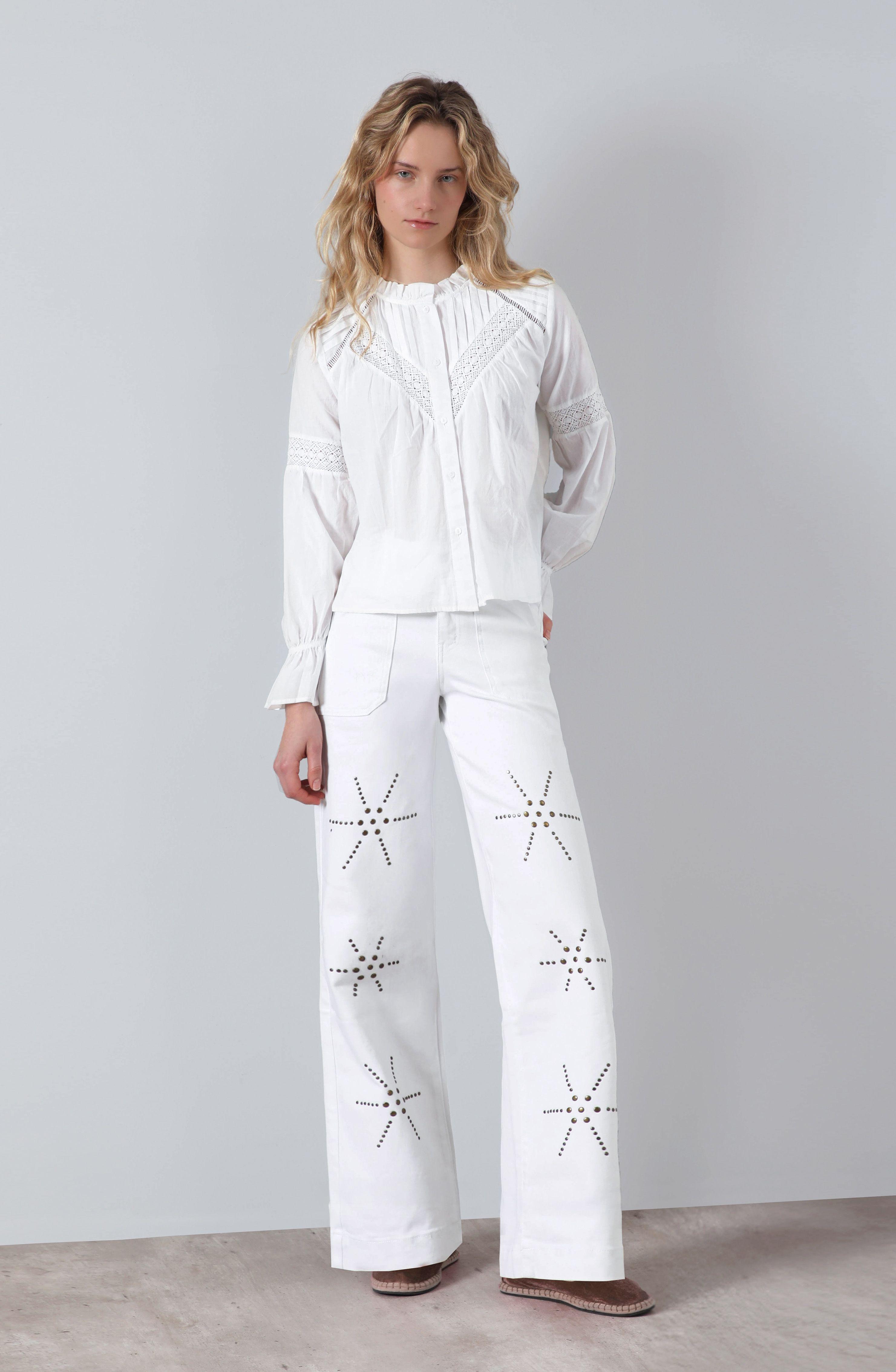 Pantalón Flores Tachas Wide Leg Mujer Raindoor-4