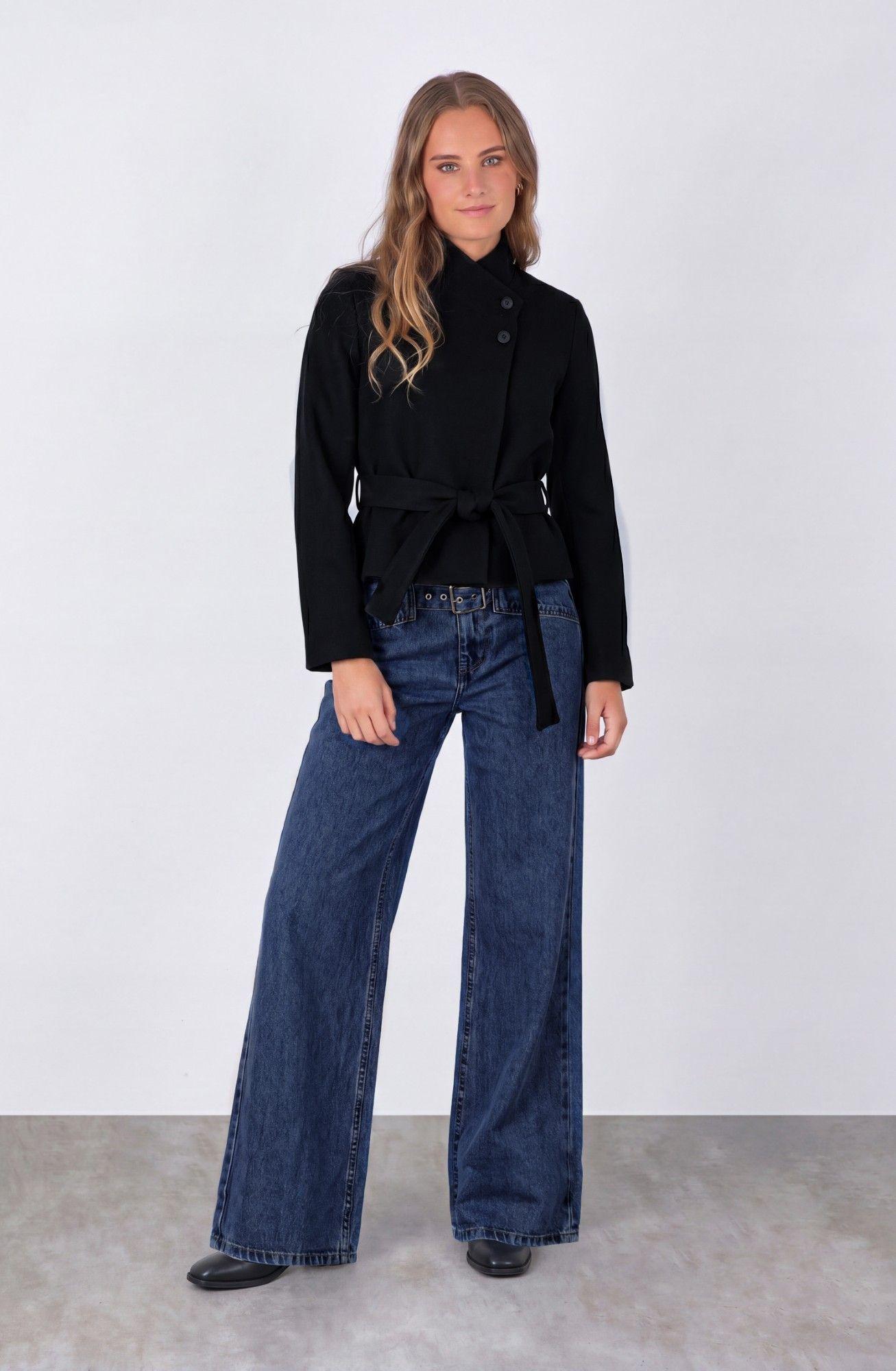 Blazer Cruzado Lazo Black Mujer Raindoor-0