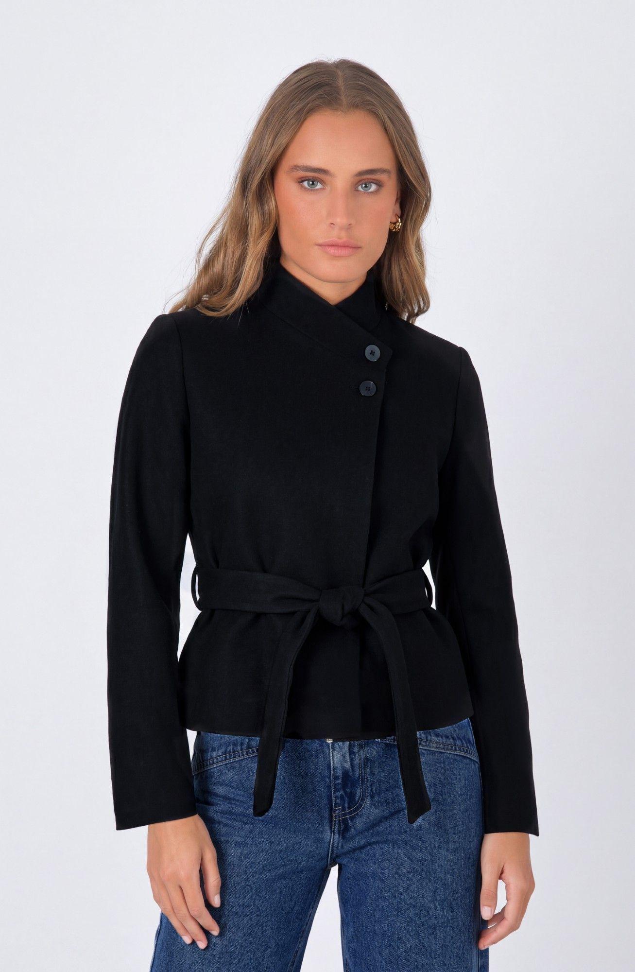 Blazer Cruzado Lazo Black Mujer Raindoor-1