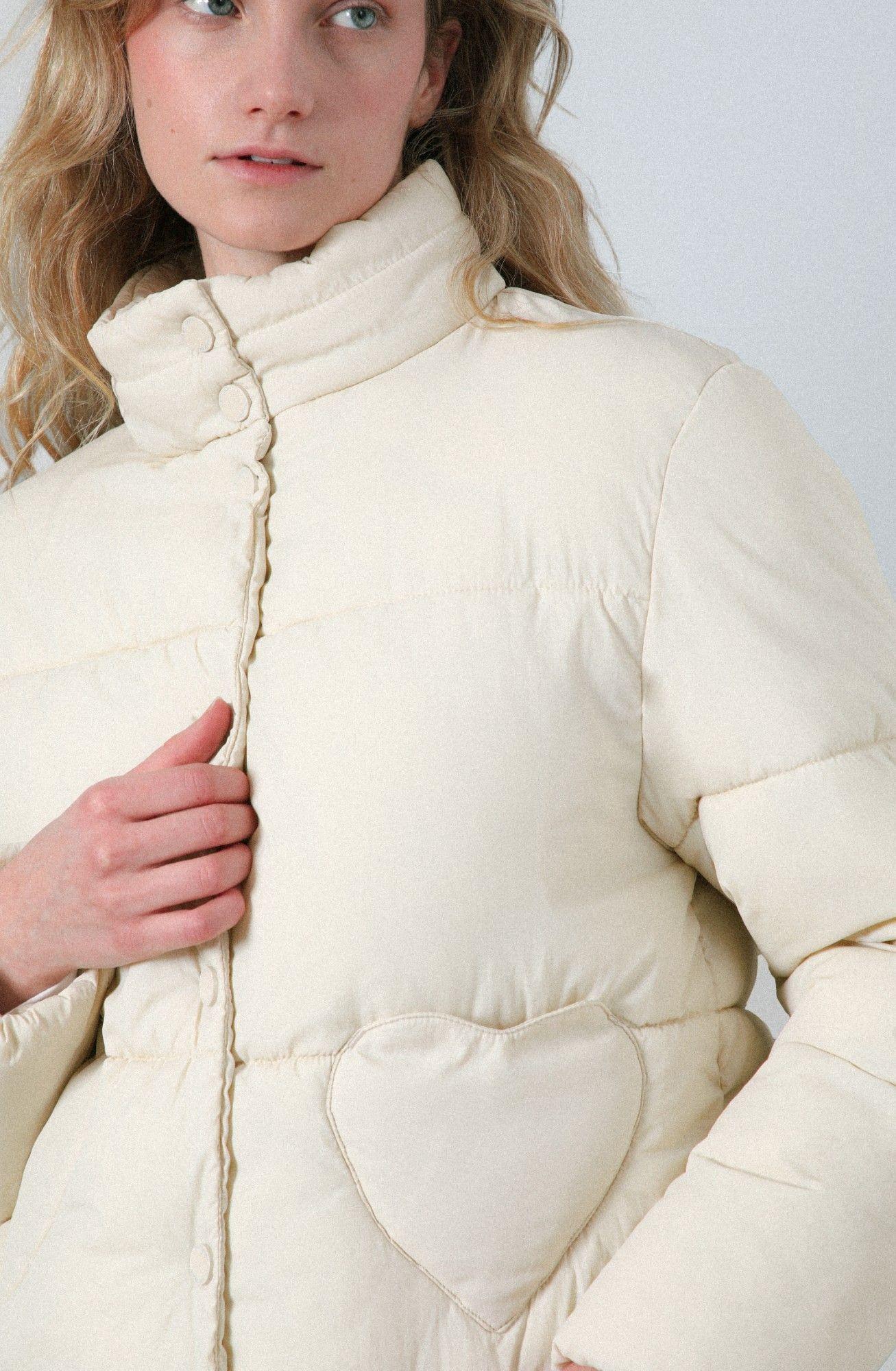 Chaqueta Puffa Bolsillo Corazón Beige Mujer Raindoor-1
