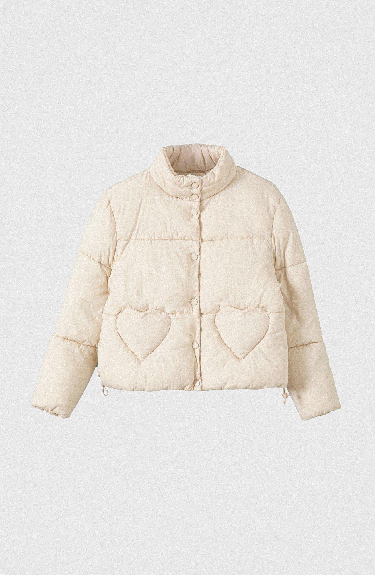 Chaqueta Puffa Bolsillo Corazón Beige Mujer Raindoor-4