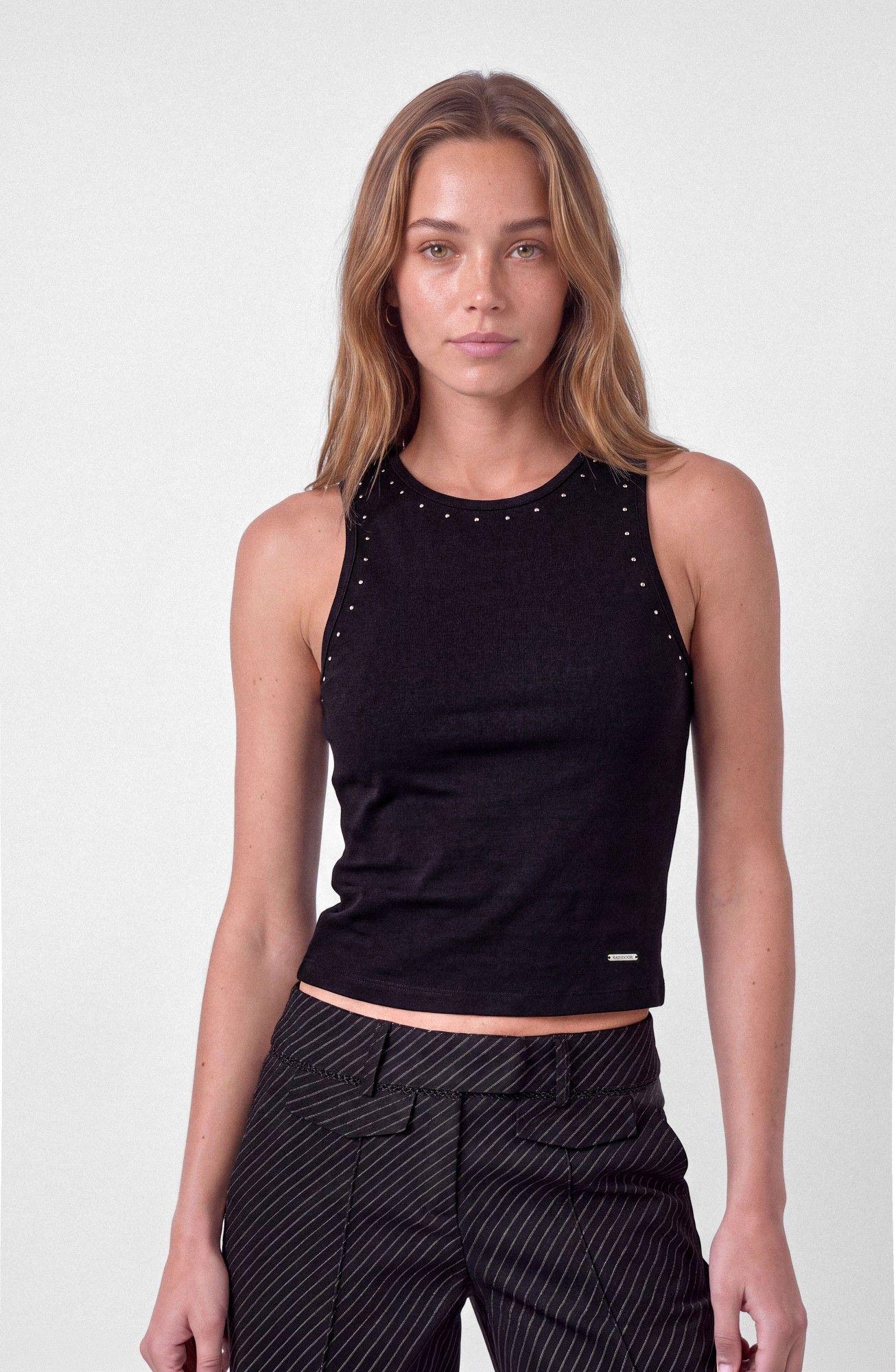 Polera Tank Tachas Negro Mujer Raindoor-1