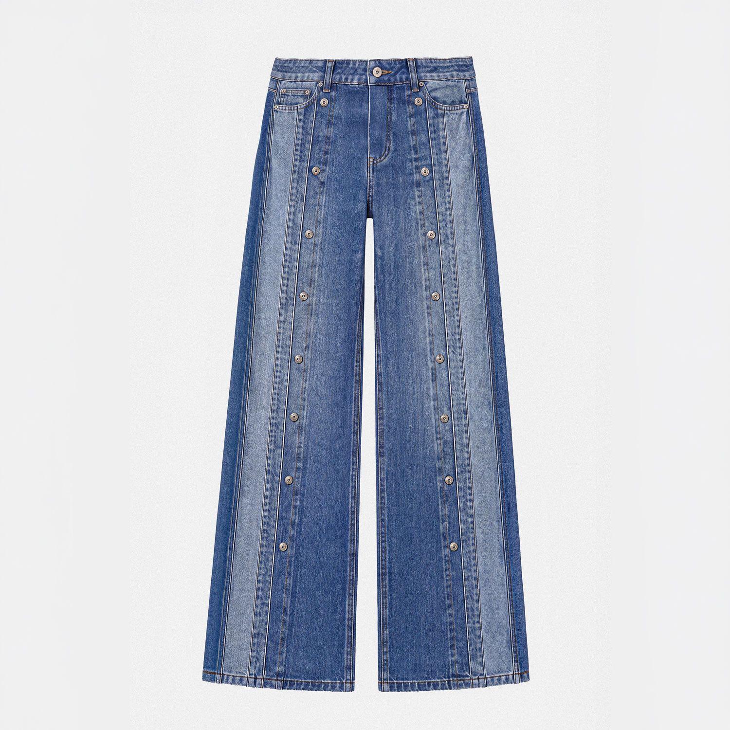 Pantalon Botones Frontales Azul Mujer Raindoor-4