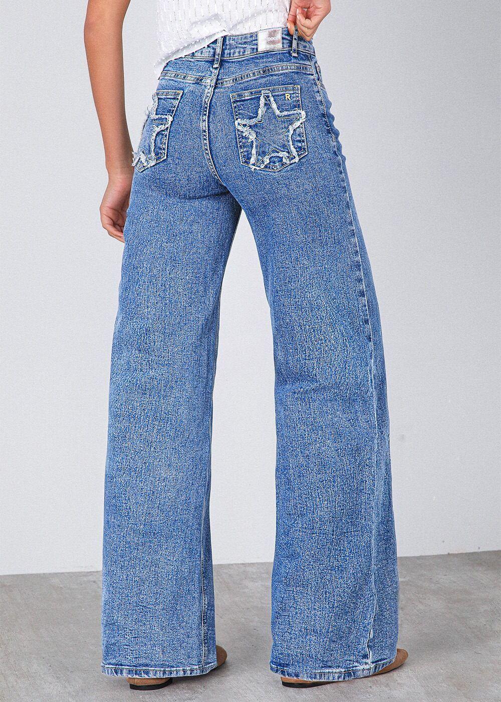 Pantalón Estrella Desflecado Azul Mujer Raindoor-3