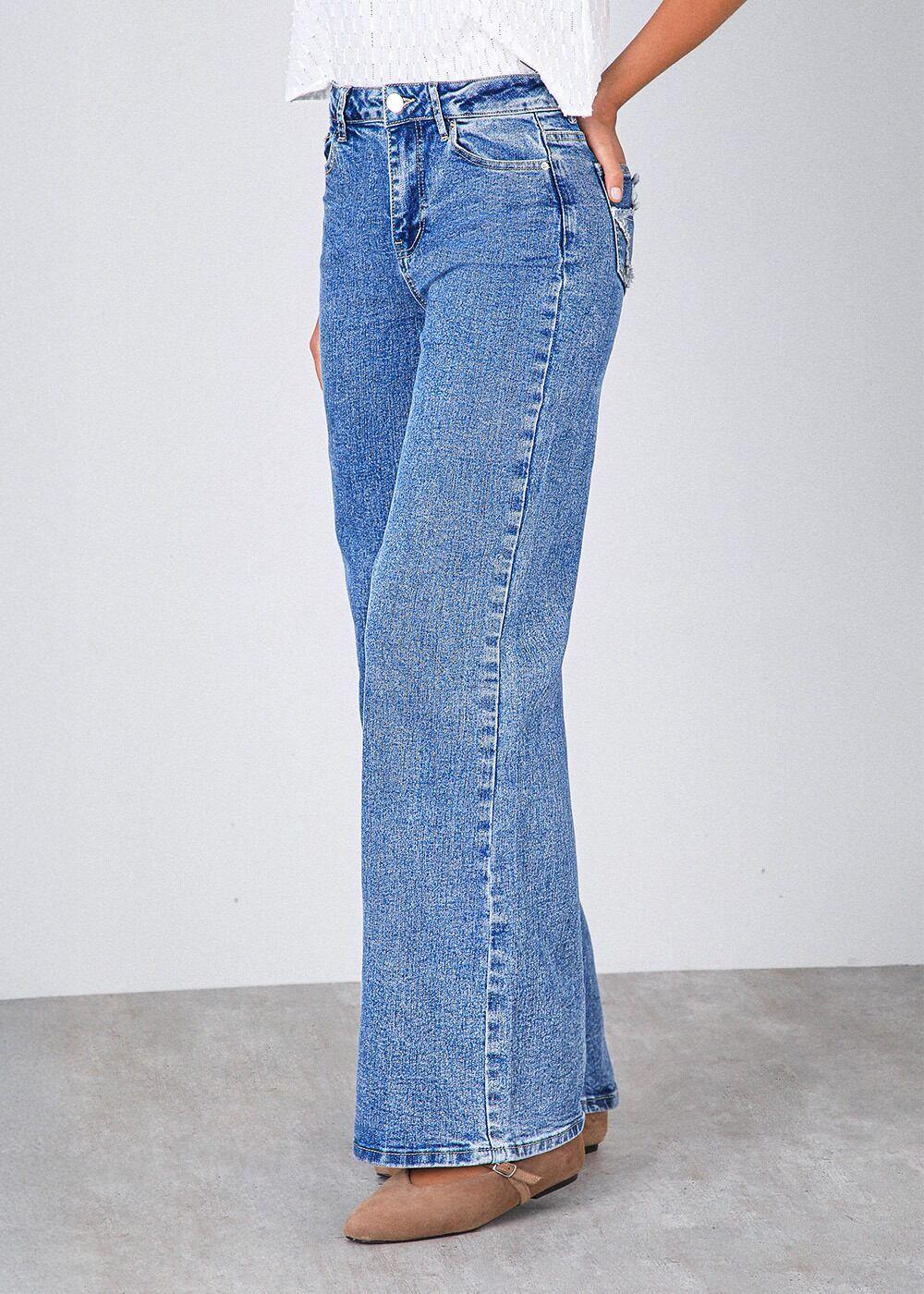 Pantalón Estrella Desflecado Azul Mujer Raindoor-4