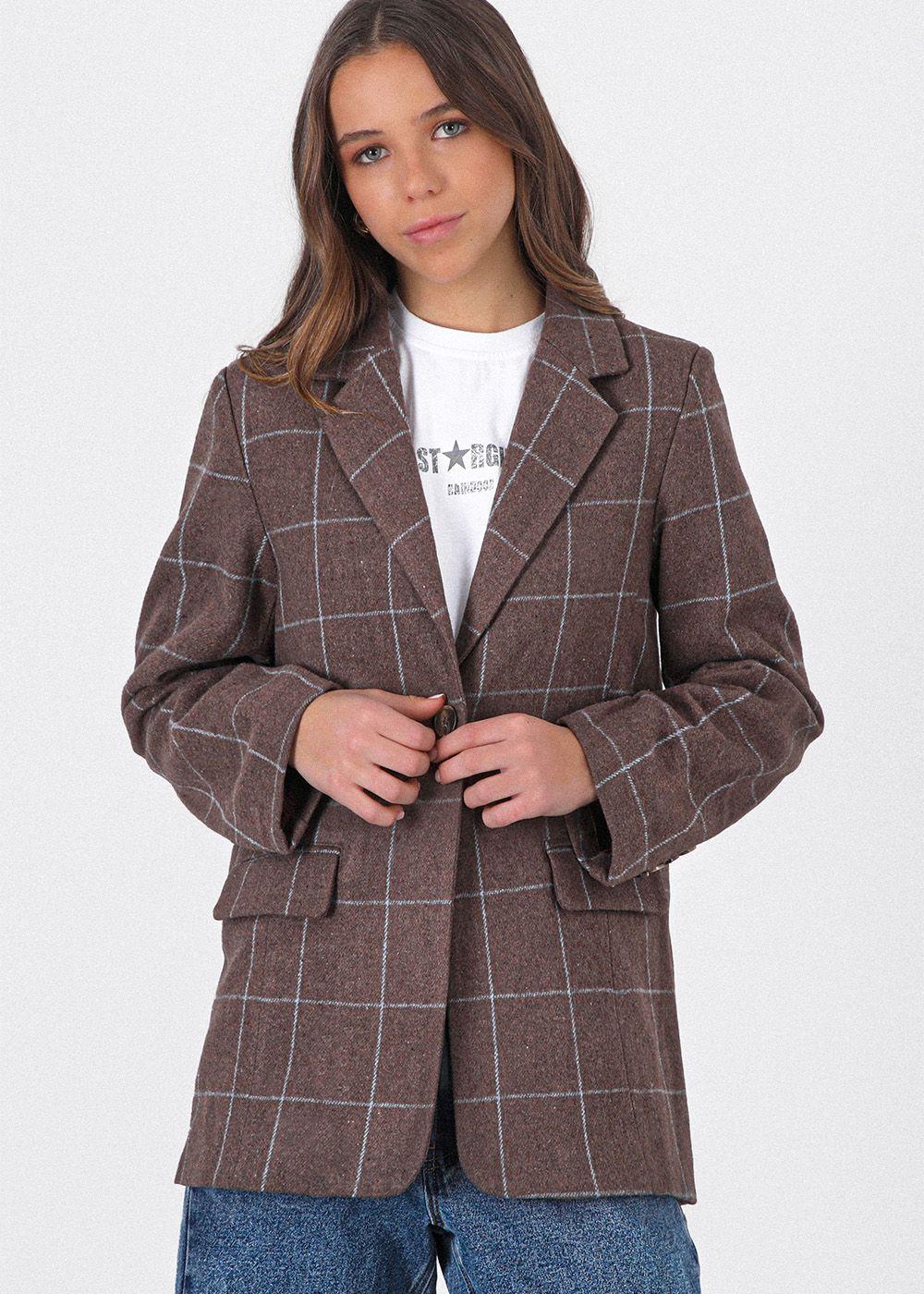 Blazer Cuadros Café Mujer Raindoor-0