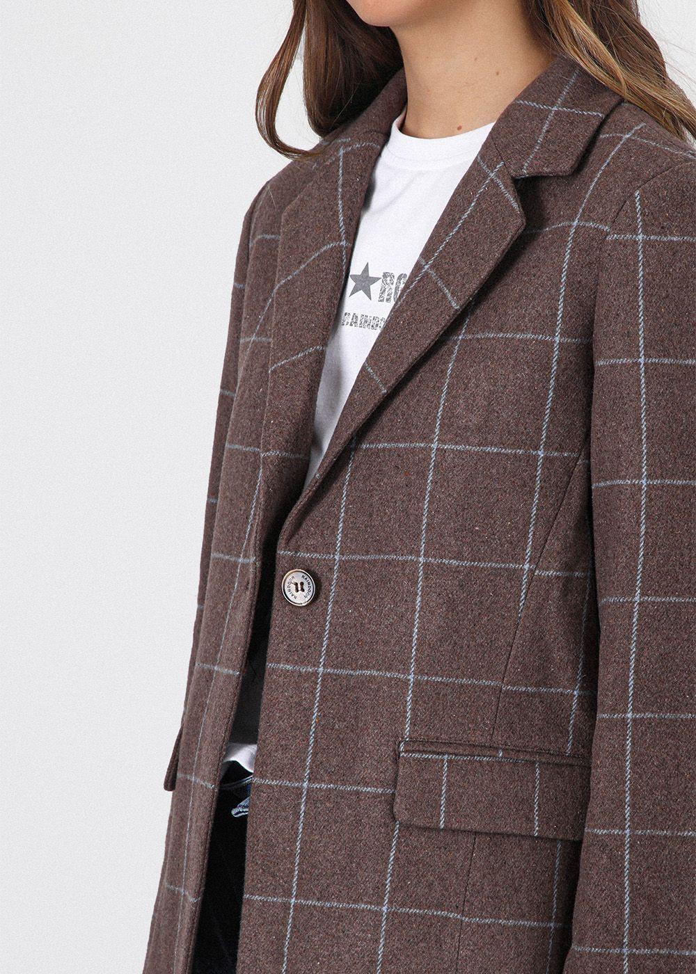Blazer Cuadros Café Mujer Raindoor-1