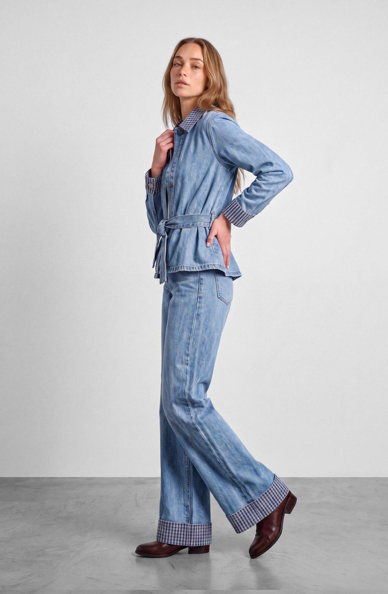 Pantalon Detalle Print Azul Mujer Raindoor-0