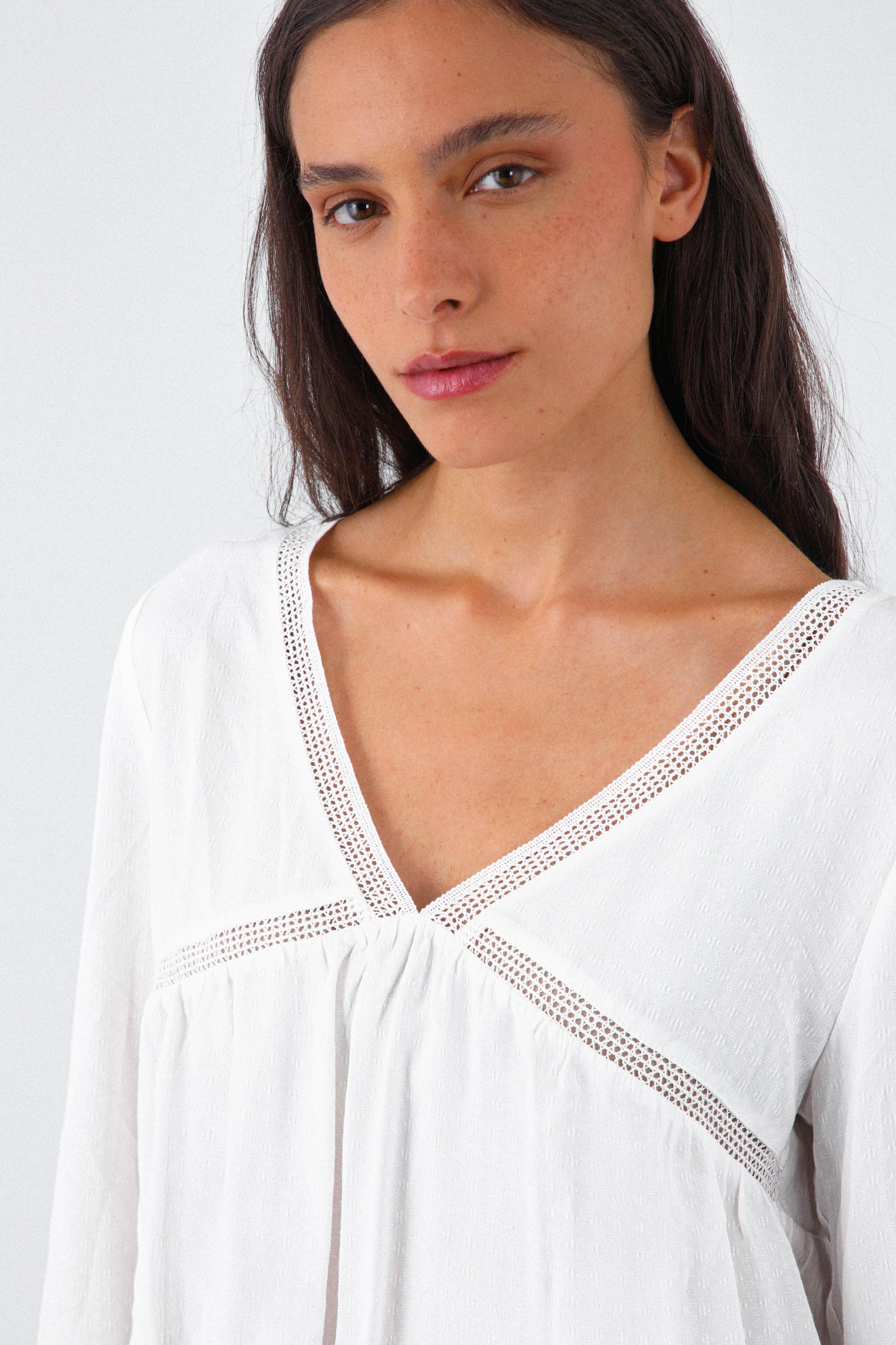 Blusa Cuello En V Blanco Mujer Raindoor-3