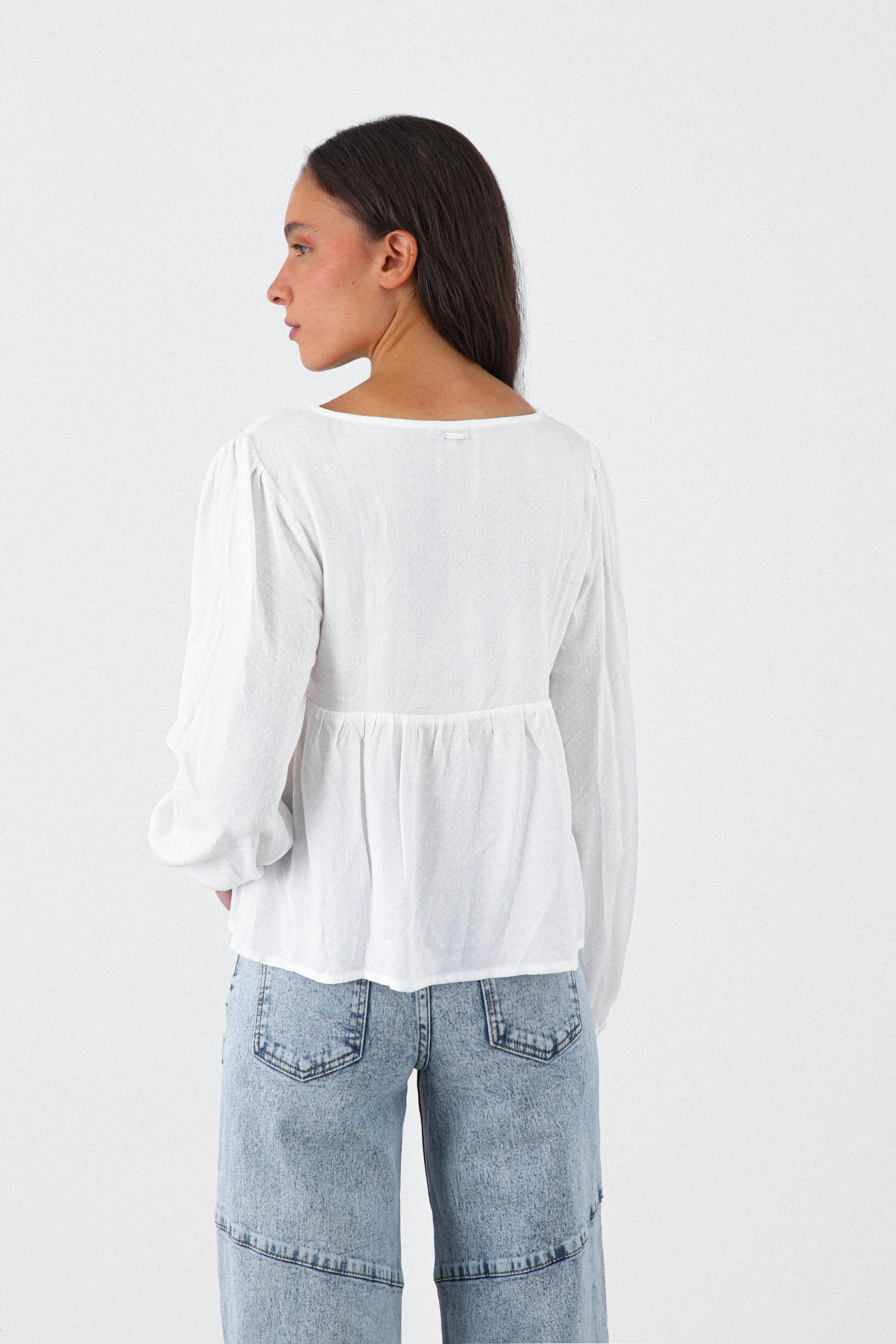 Blusa Cuello En V Blanco Mujer Raindoor-7