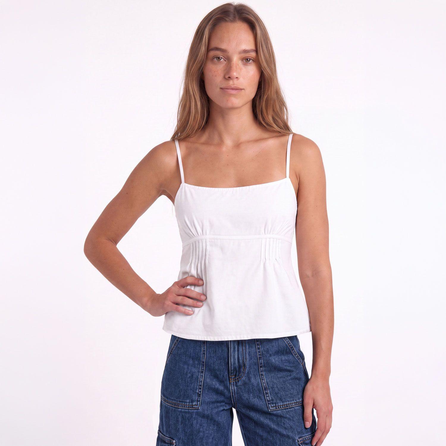 Top Escote Plisado Blanco Mujer Raindoor-1