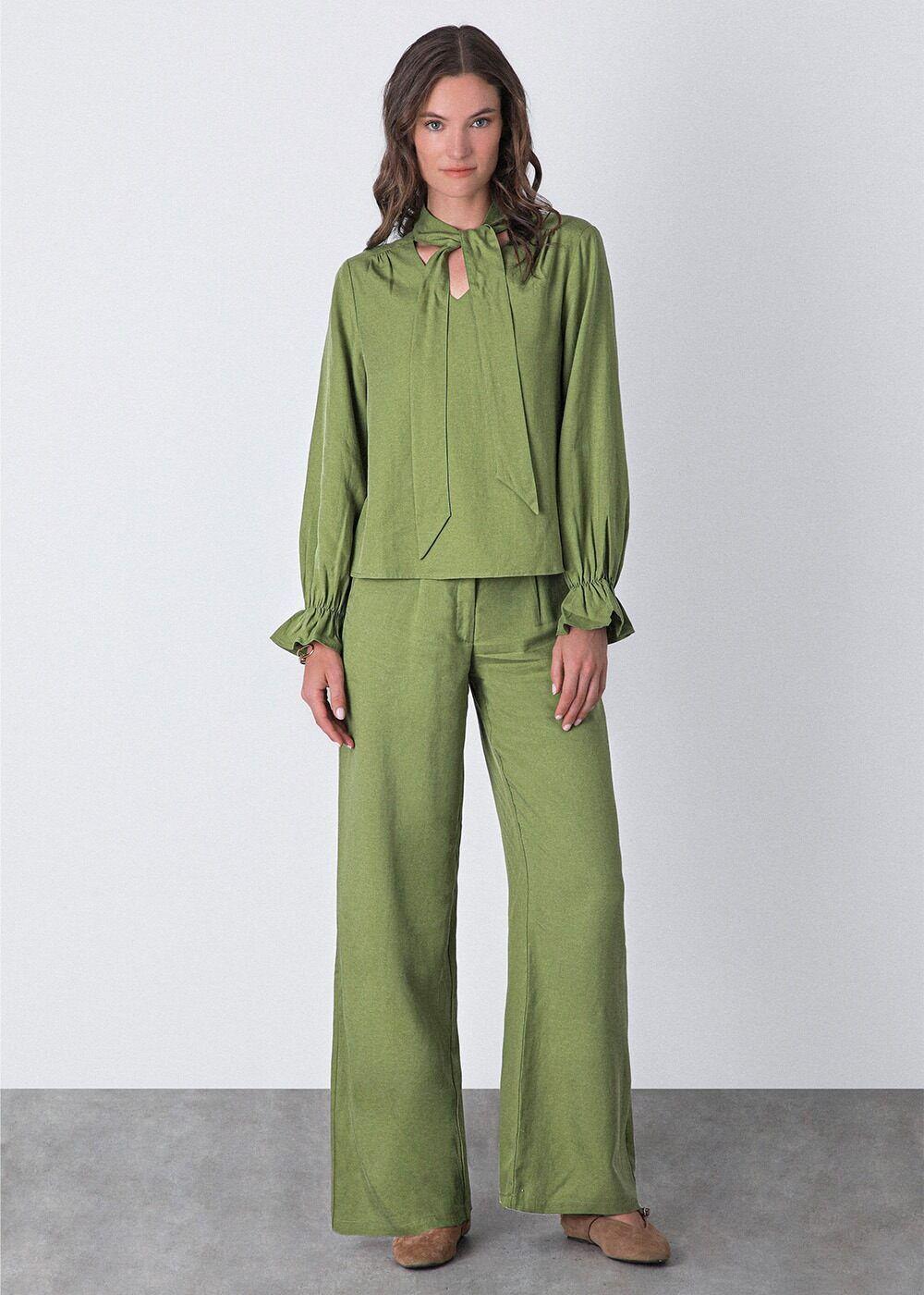 Pantalón recto verde Mujer Raindoor-1