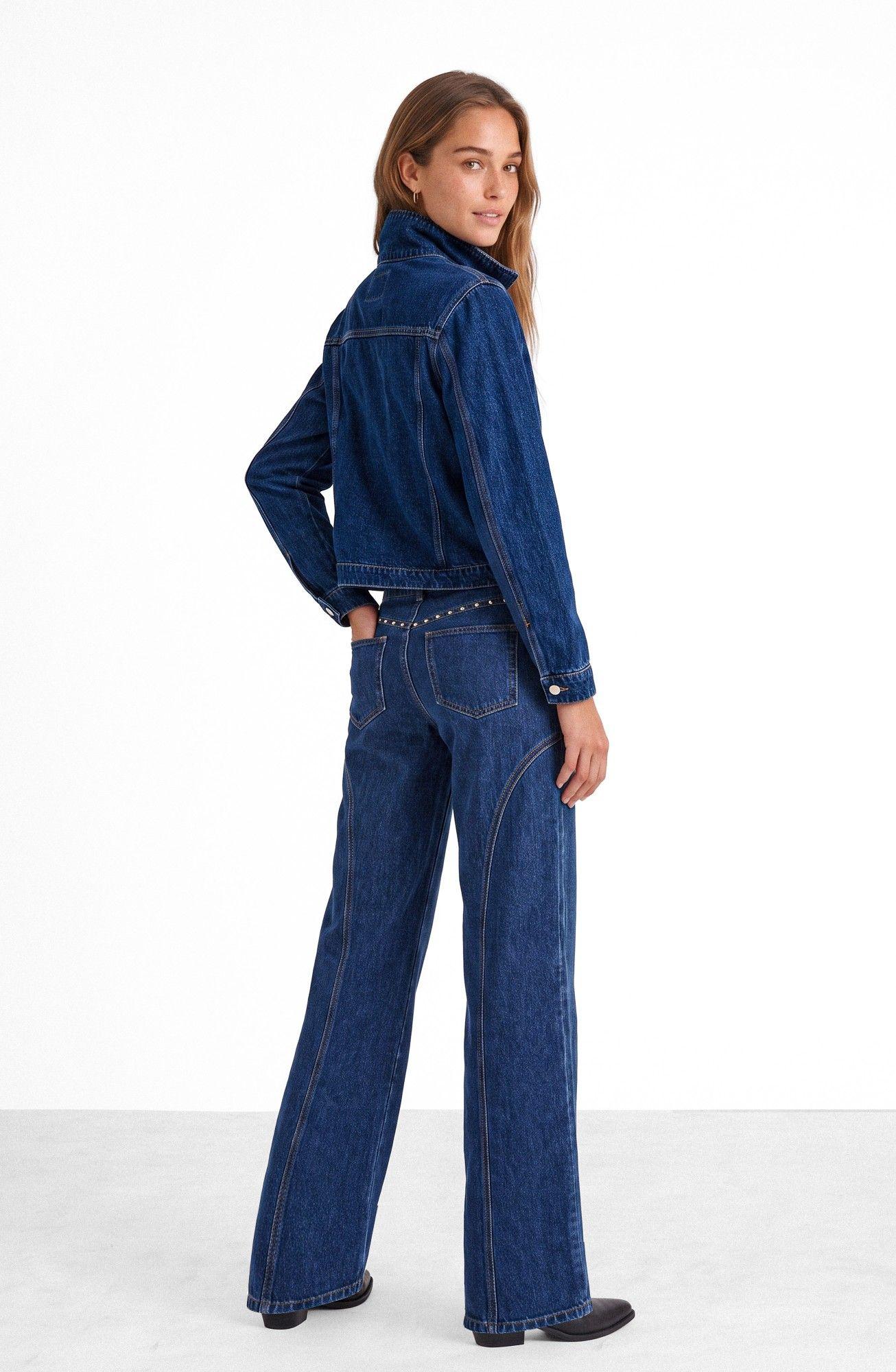 Chaqueta Denim Cuello Funnel Azul Mujer Raindoor-1