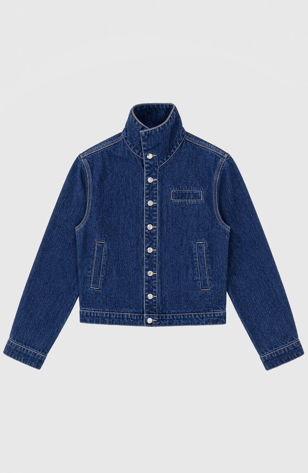 Chaqueta Denim Cuello Funnel Azul Mujer Raindoor-4