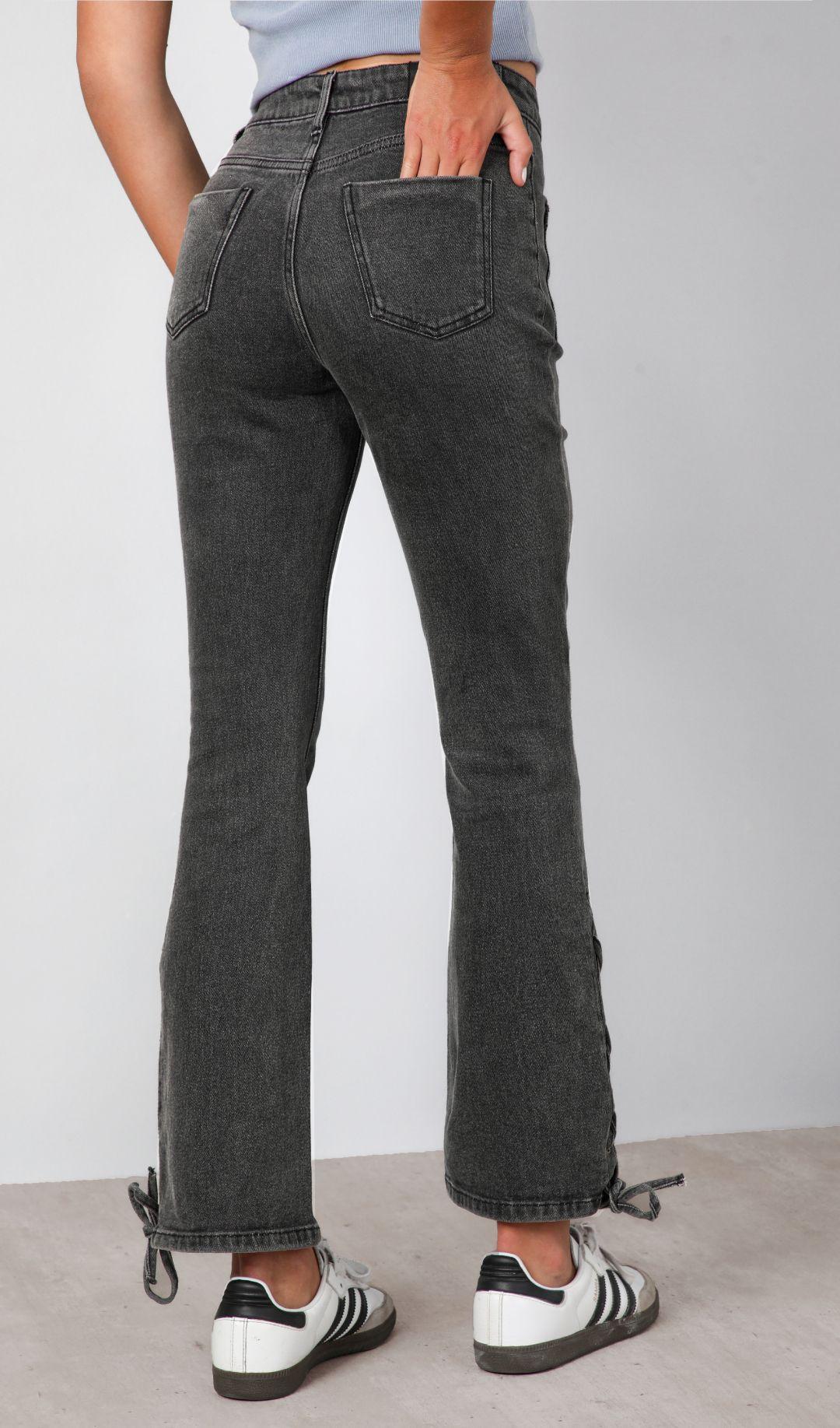 Pantalón Flare Cintas Negro Mujer Raindoor-1