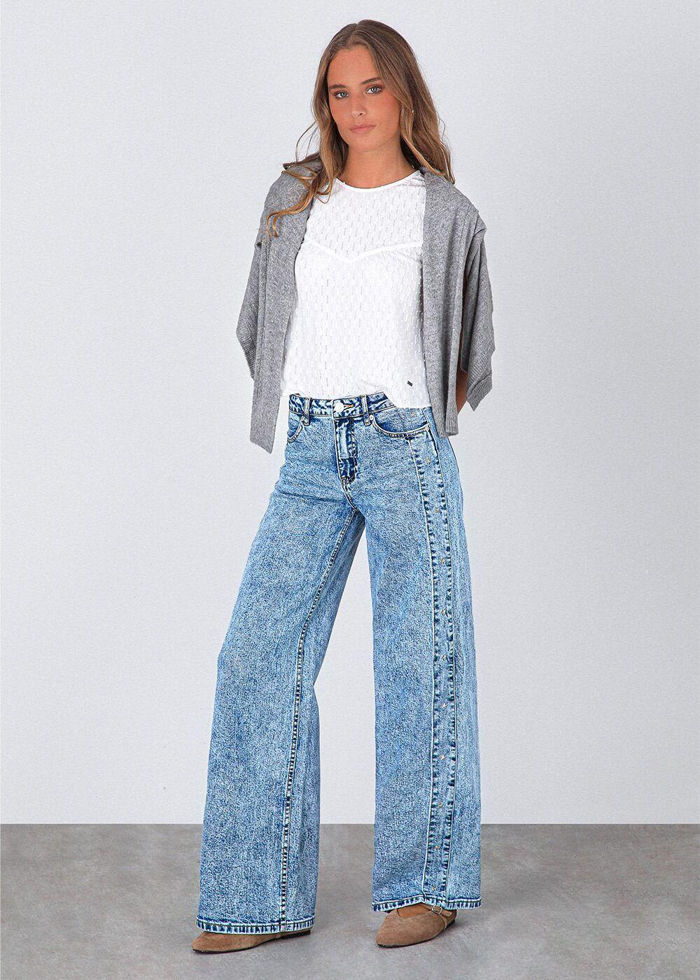 Pantalón franja estrella azul Mujer Raindoor-1