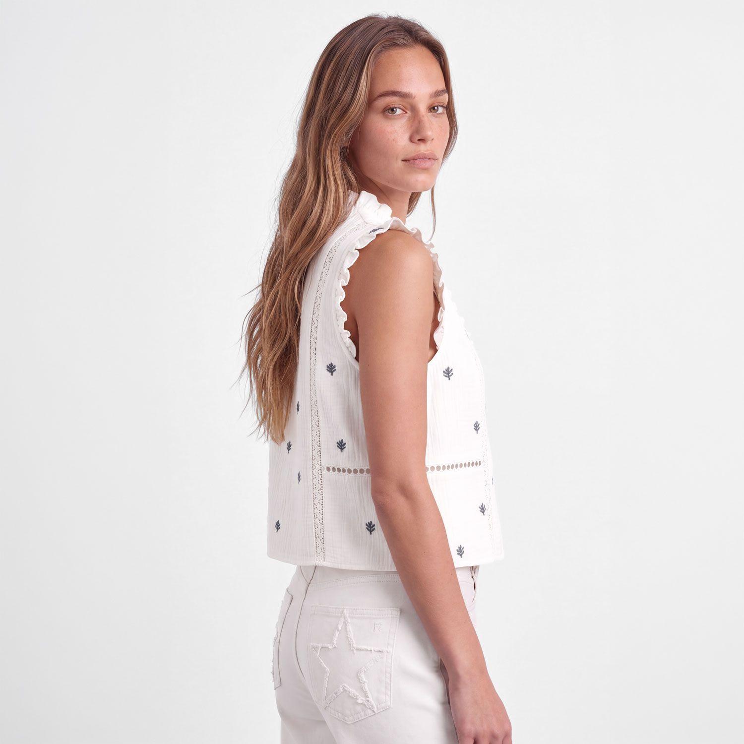 Blusa Sin Manga Bordada Blanca Mujer Raindoor-3