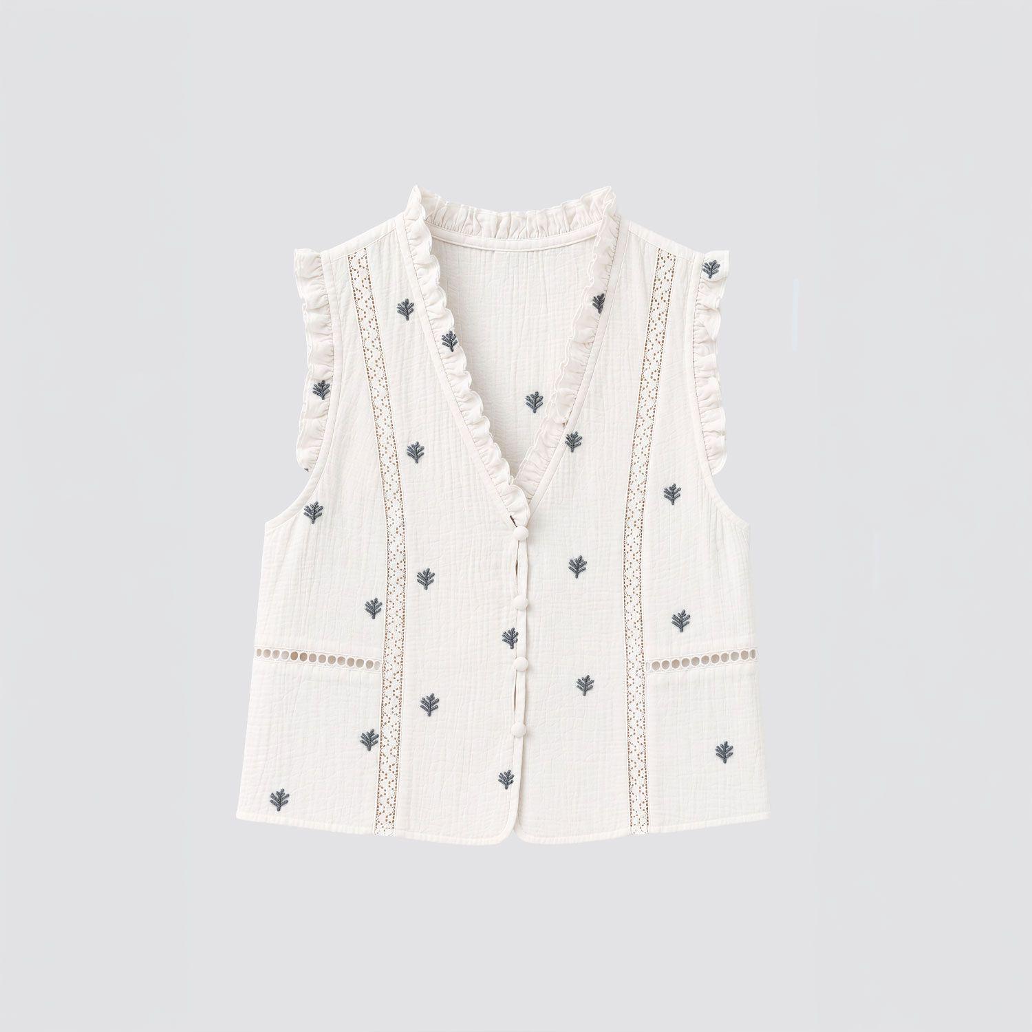 Blusa Sin Manga Bordada Blanca Mujer Raindoor-5
