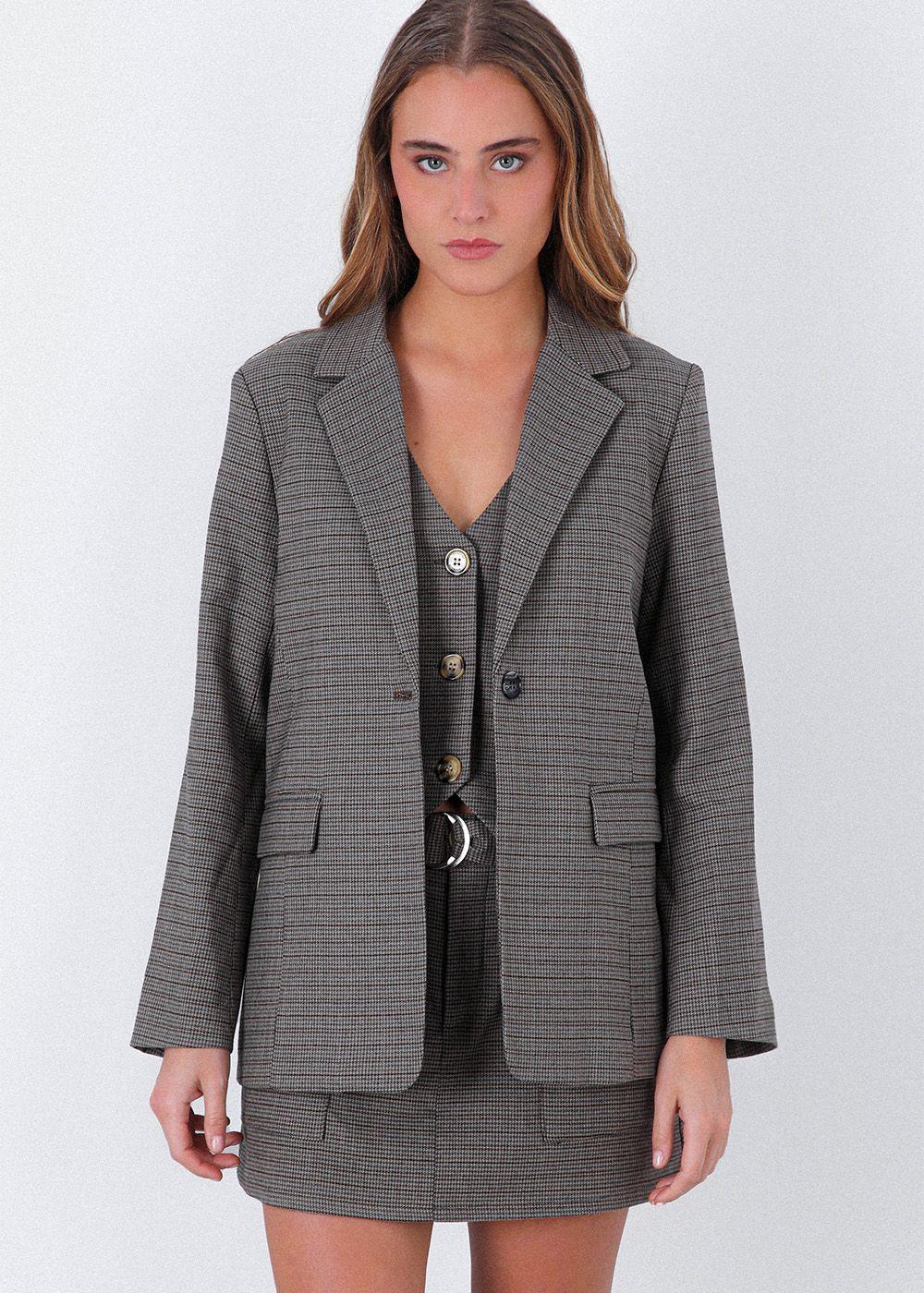 Blazer Tejido Café Mujer Raindoor-0