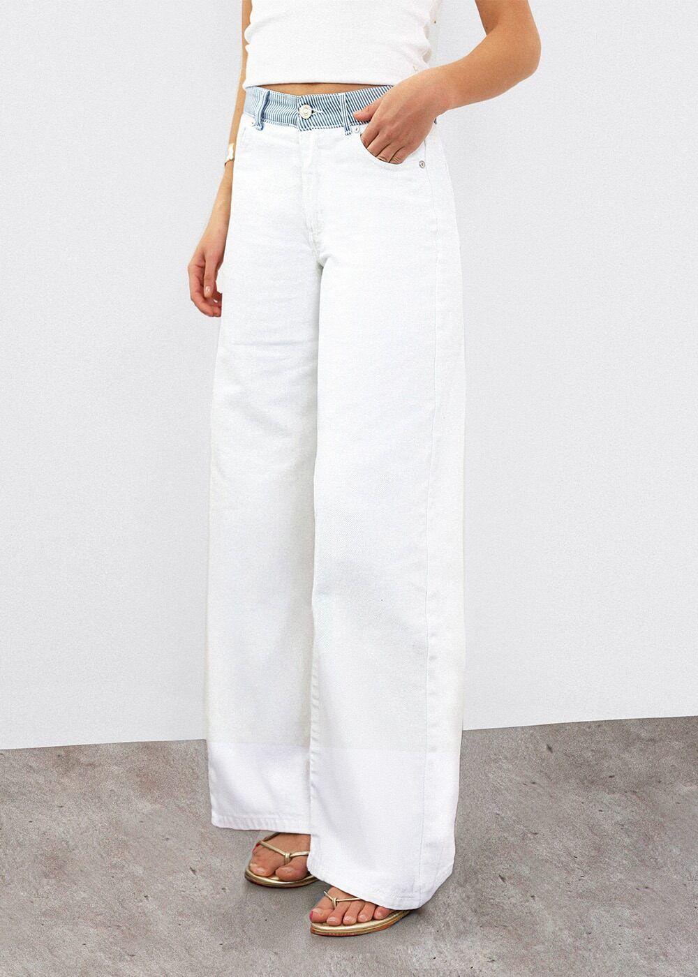 Pantalon Pretina Rayas Blanco Mujer Raindoor-2