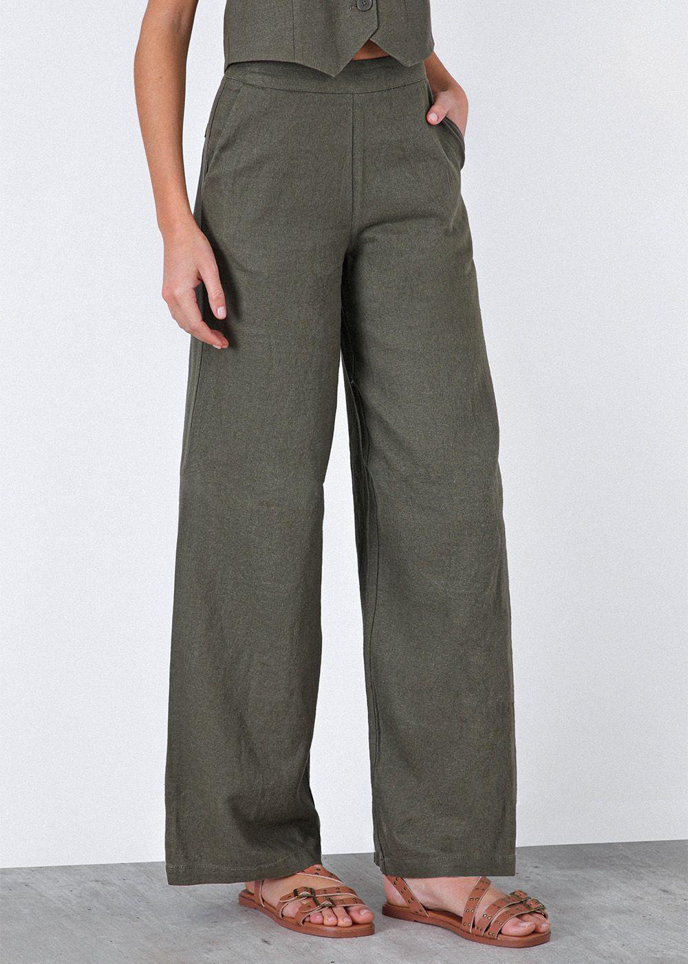 Pantalón Rayas Lino Mujer Raindoor-0