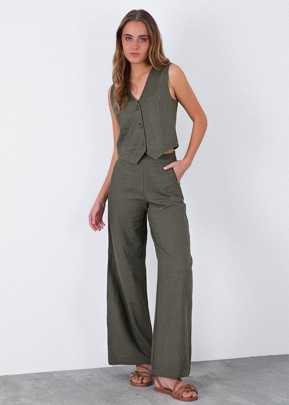 Pantalón Rayas Lino Mujer Raindoor-2