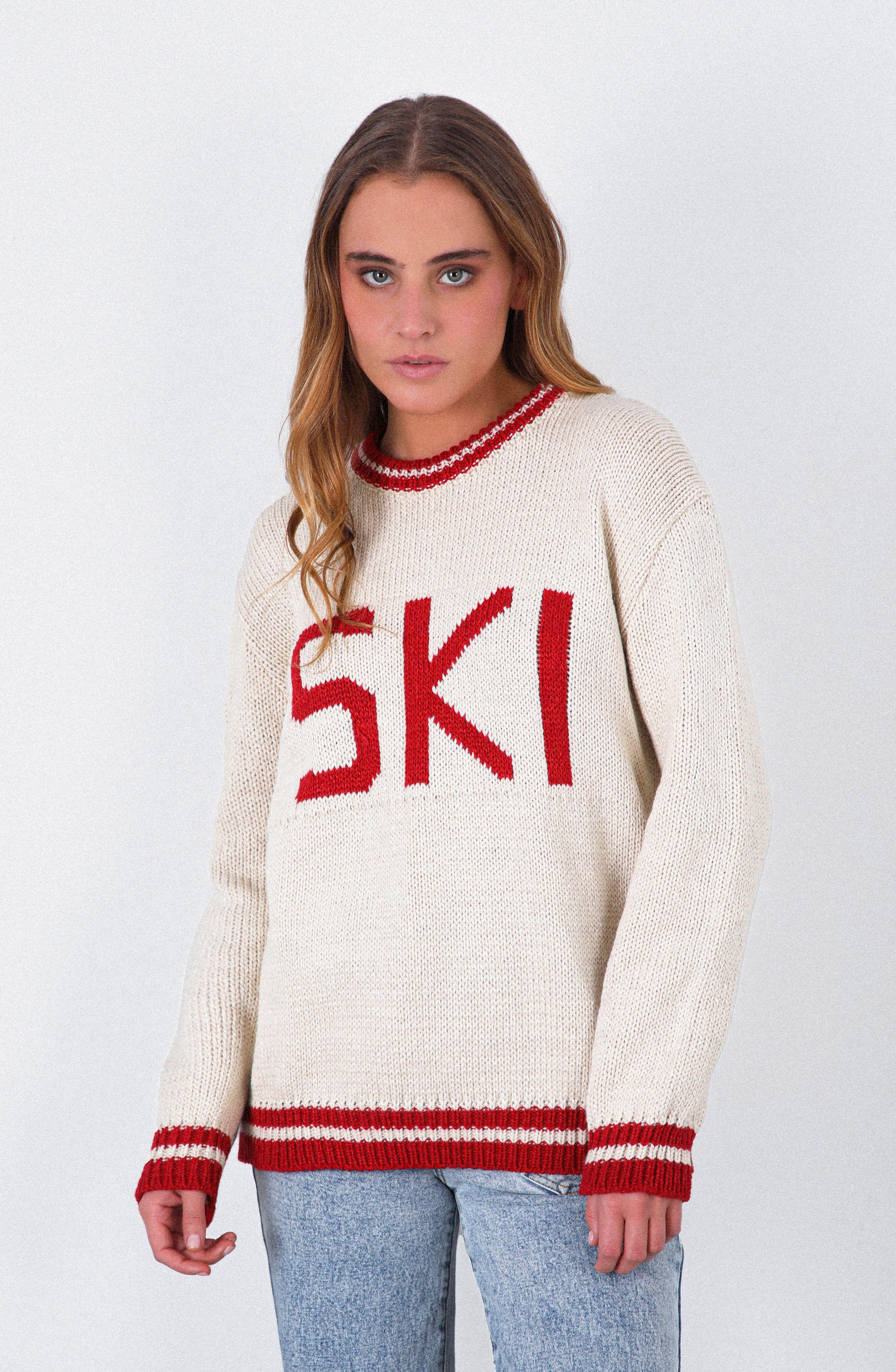 Sweater Blanco Ski Rojo Mujer Raindor-0