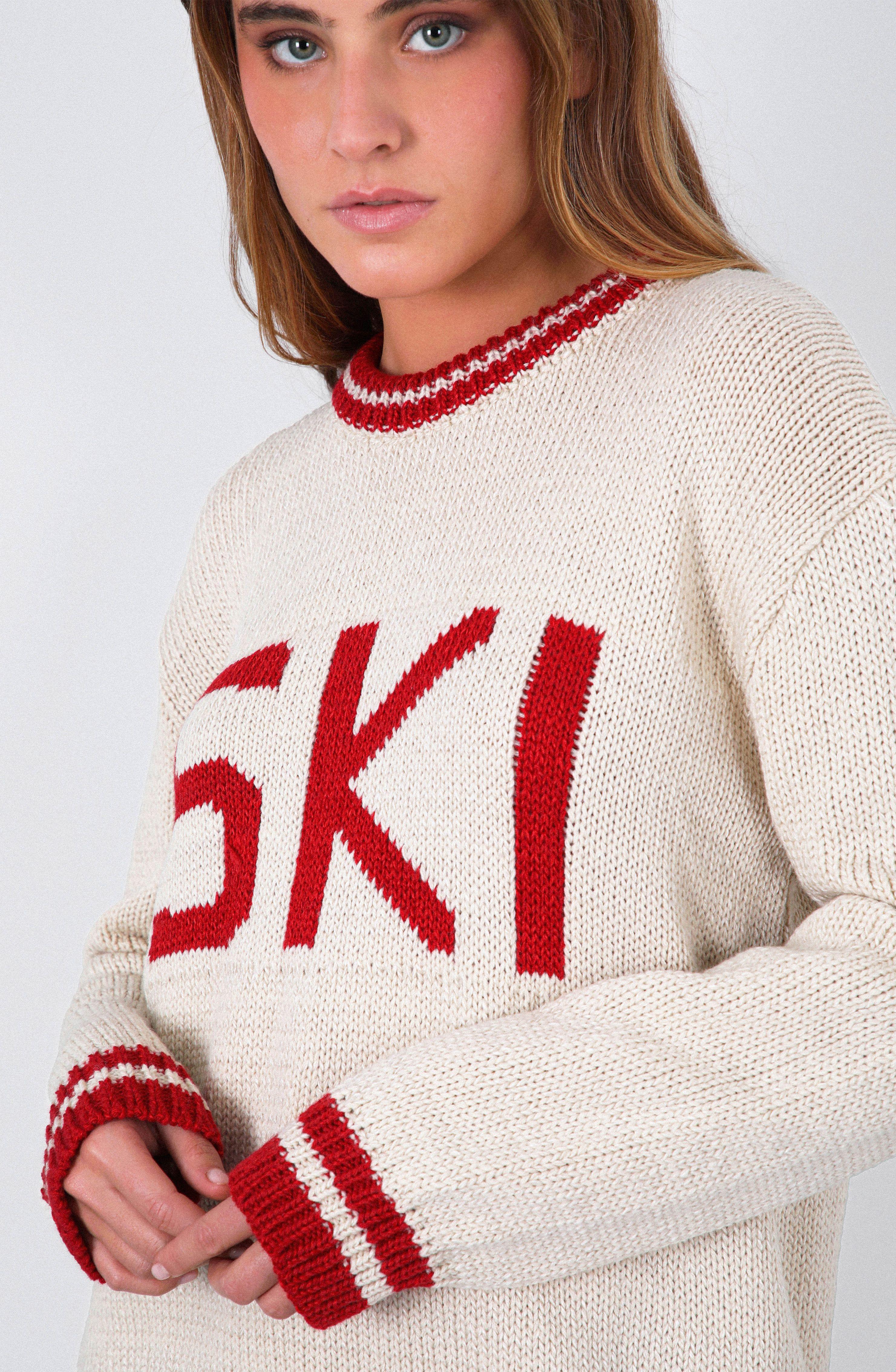 Sweater Blanco Ski Rojo Mujer Raindor-1
