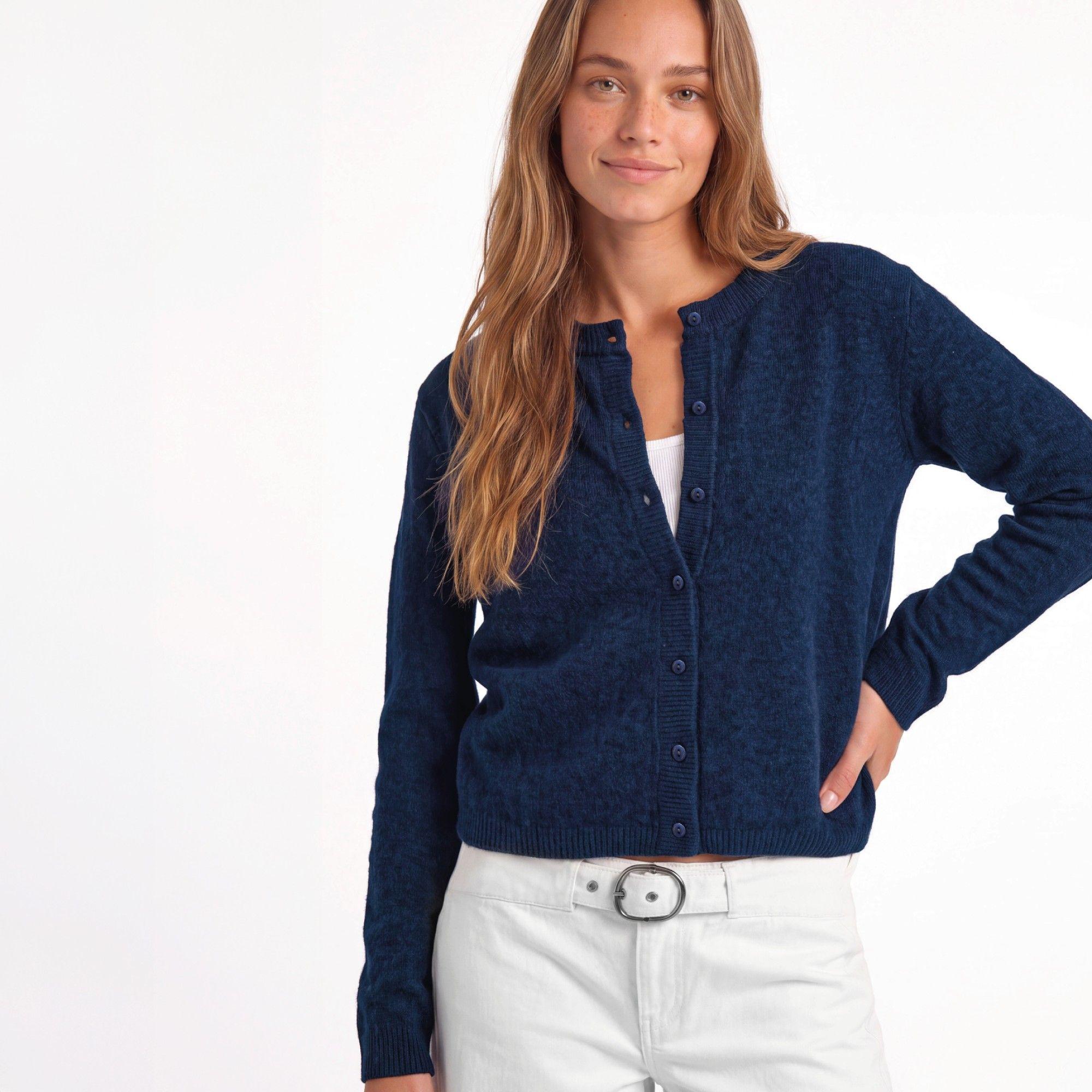 Cardigan Botones Azul Mujer Raindoor-1