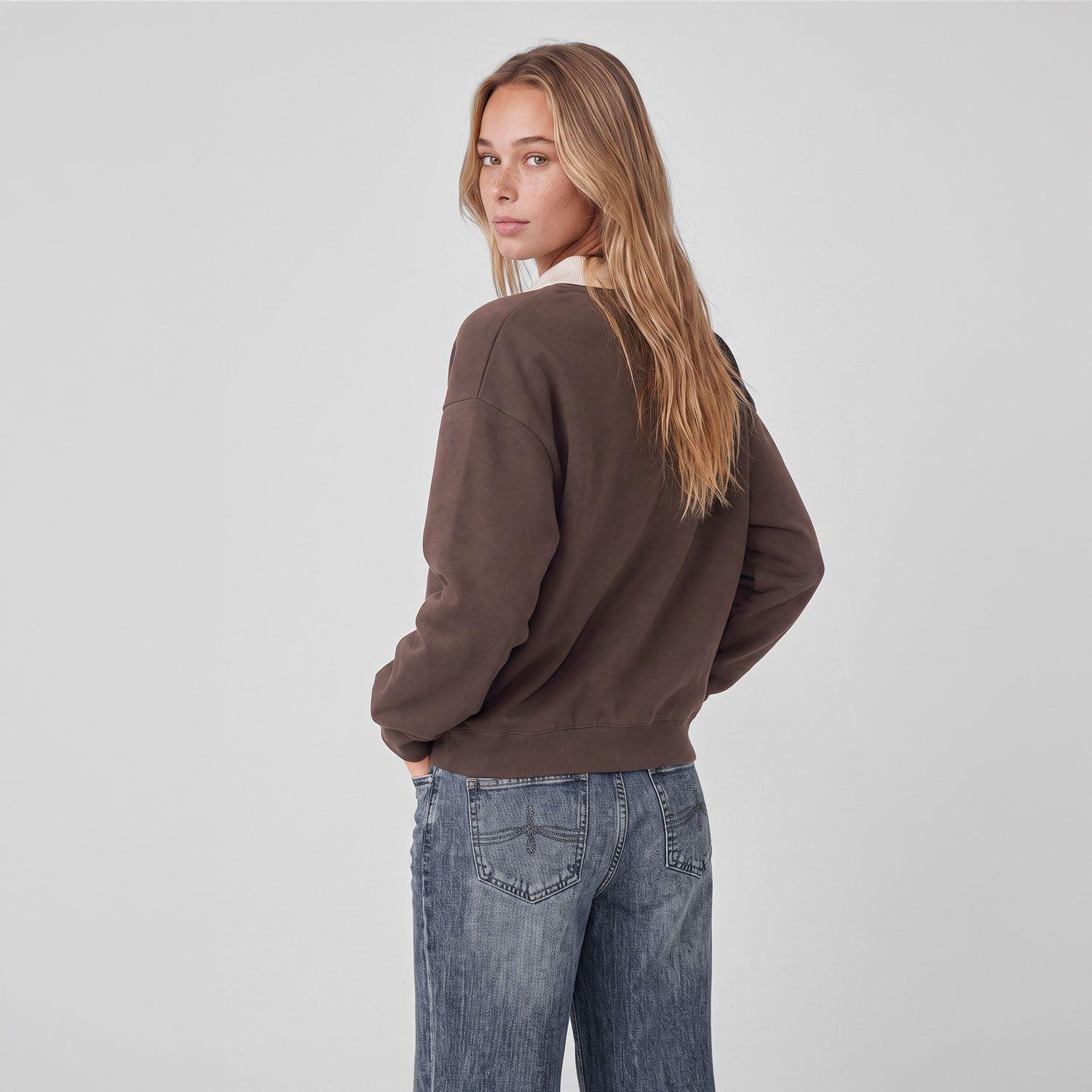 Poleron Crewneck Polo Café Mujer Raindoor-3