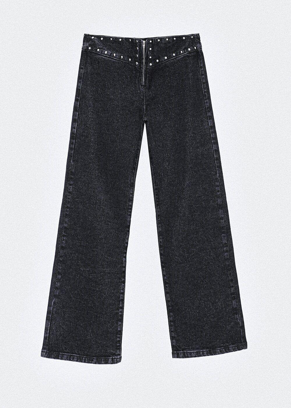 Pantalón tachas zipper negro Mujer Raindoor-0