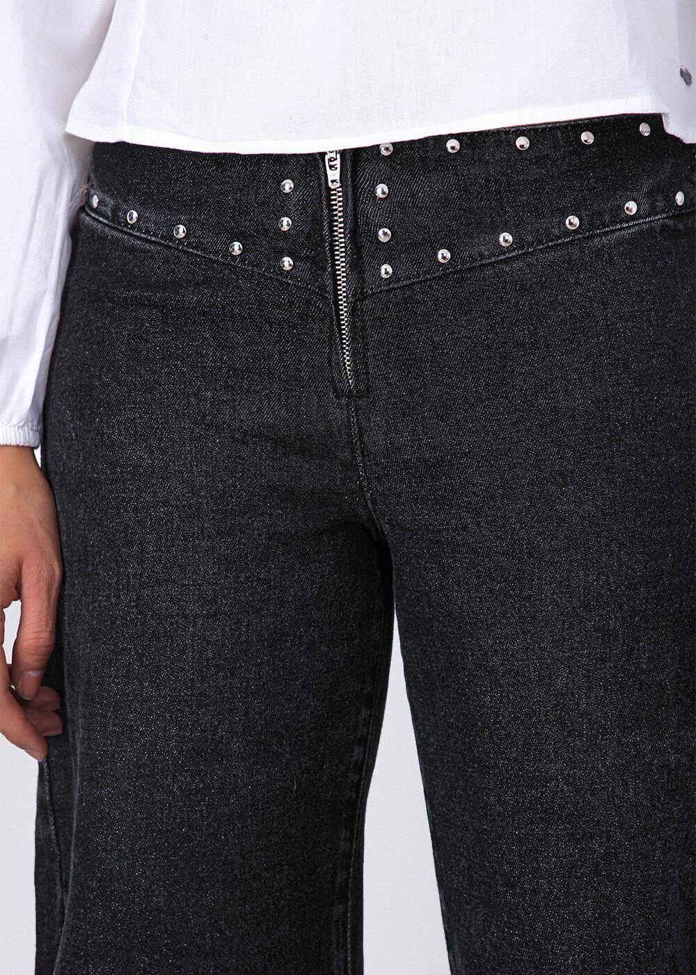 Pantalón tachas zipper negro Mujer Raindoor-2