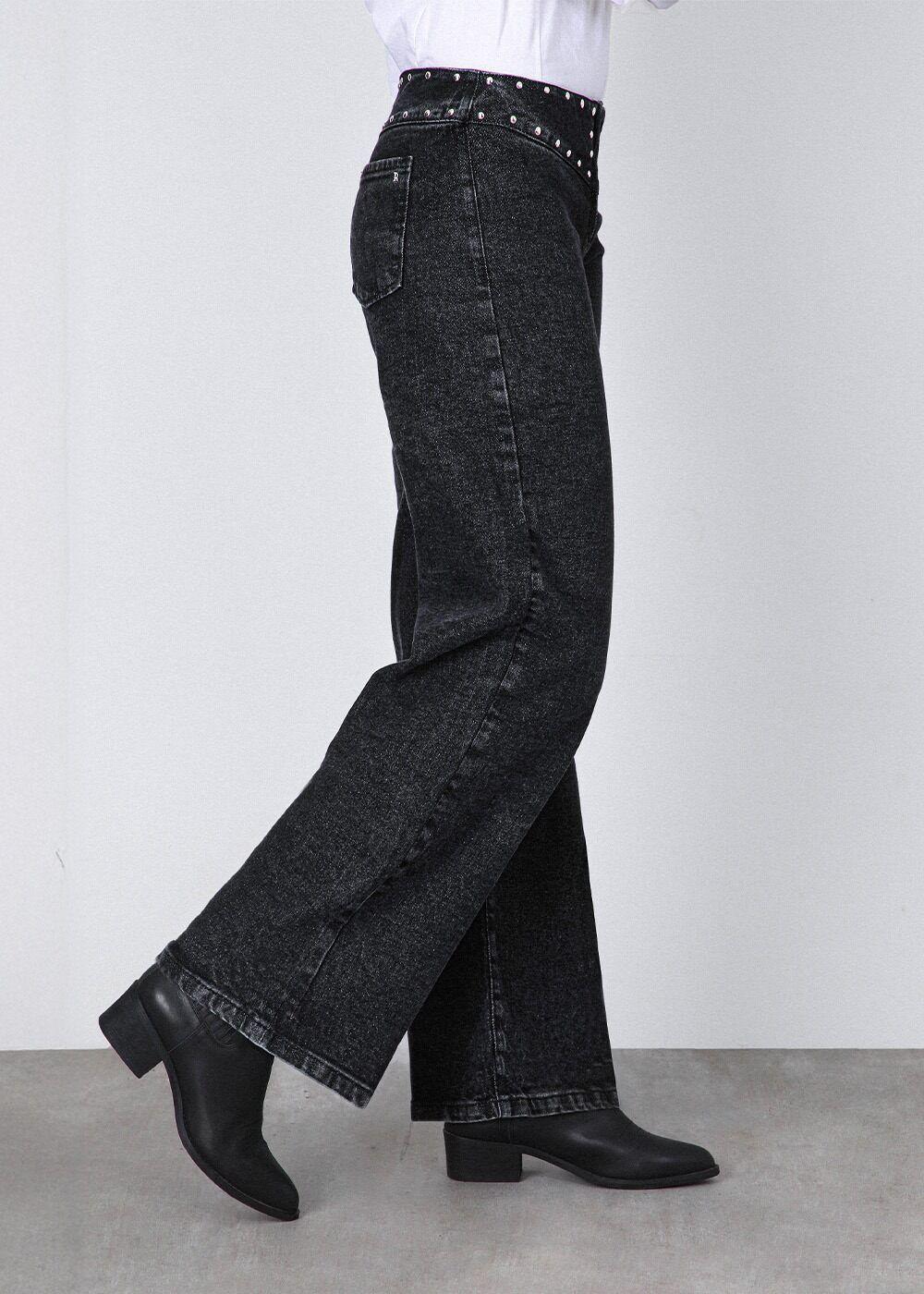 Pantalón tachas zipper negro Mujer Raindoor-4