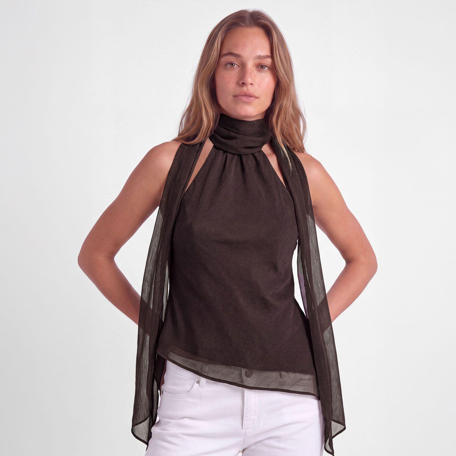 Blusa Asimetrica Café Mujer Raindoor-1