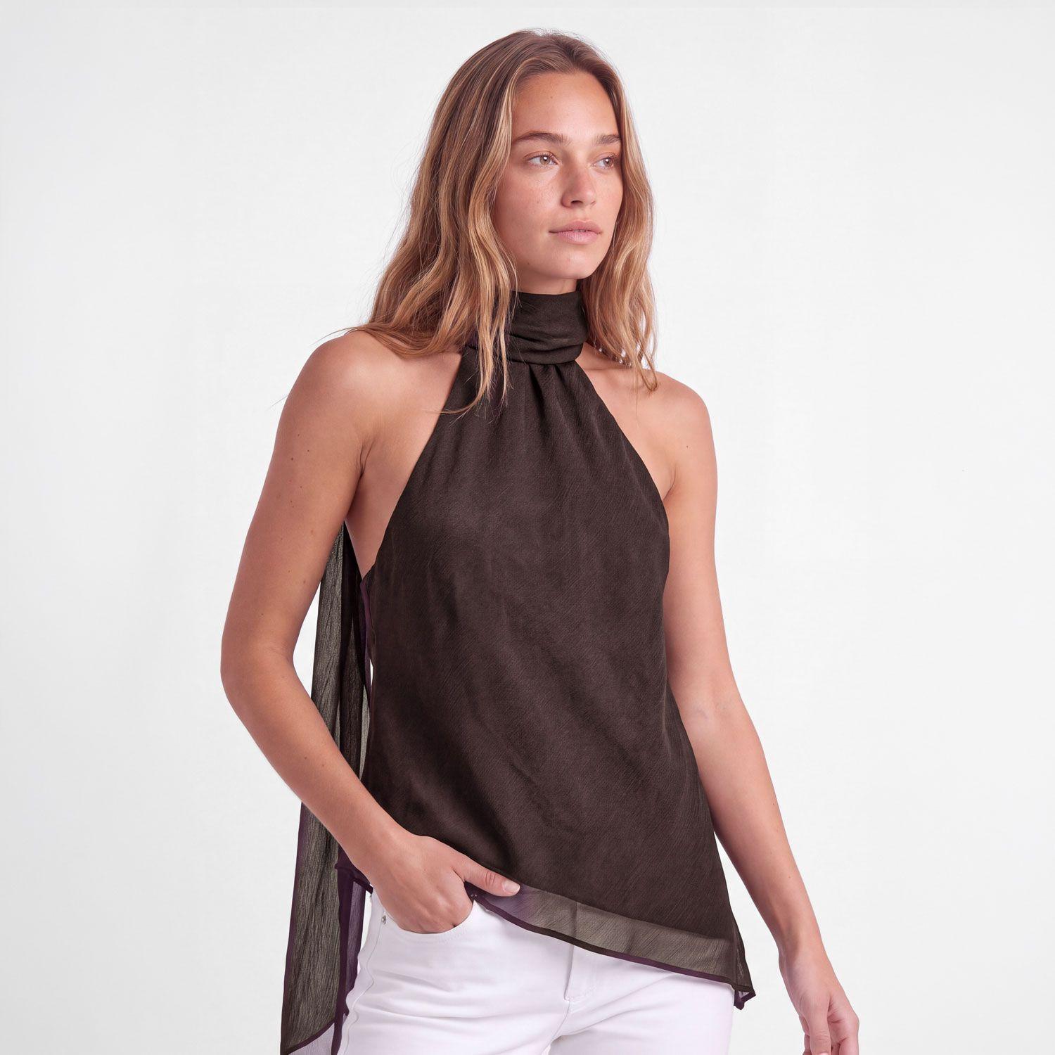 Blusa Asimetrica Café Mujer Raindoor-3