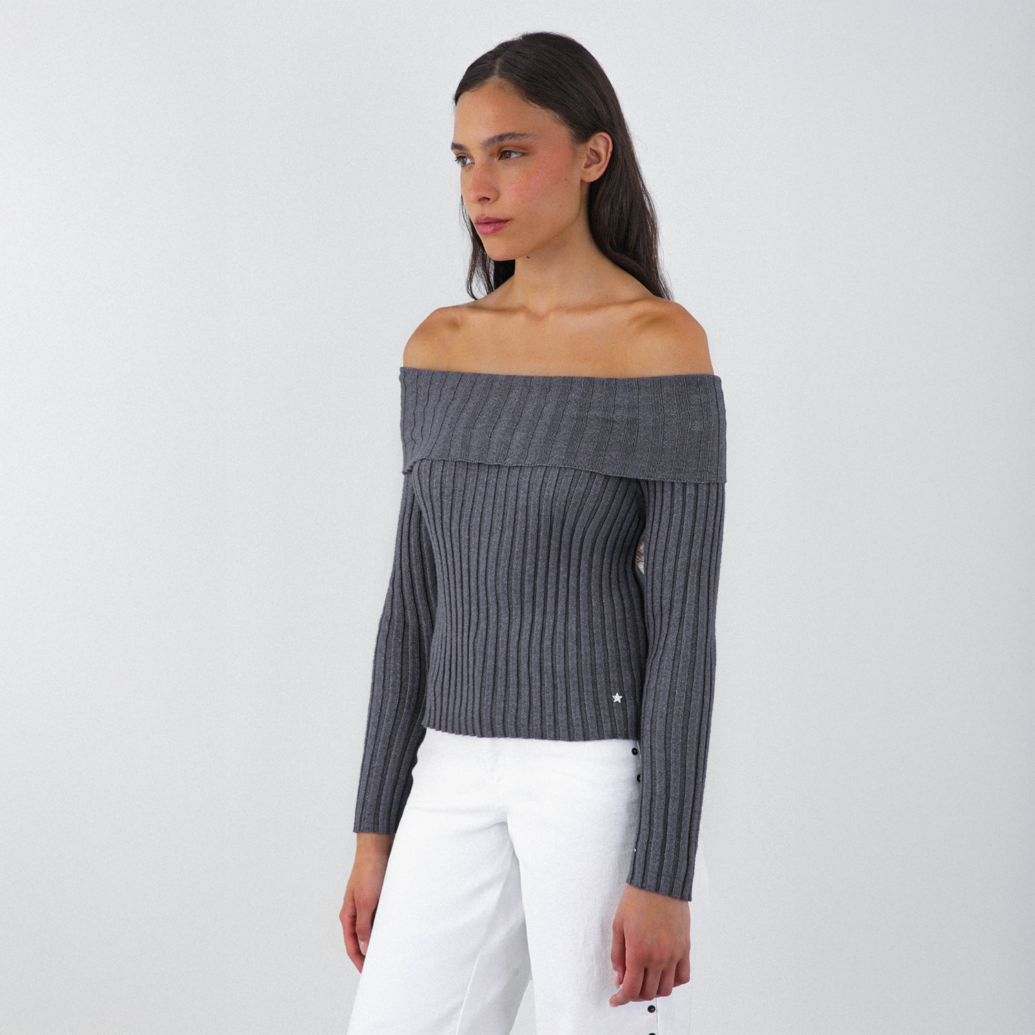 Polera Tejida Hombros Gris Mujer Raindoor-0
