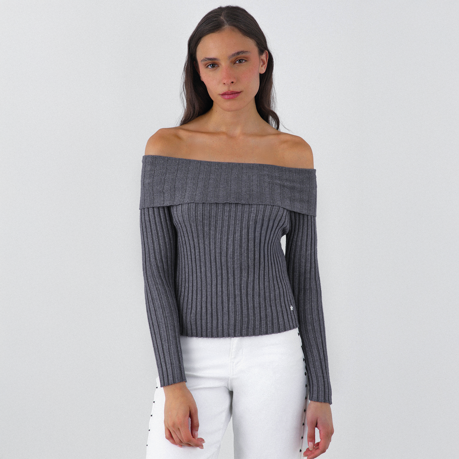 Polera Tejida Hombros Gris Mujer Raindoor-1