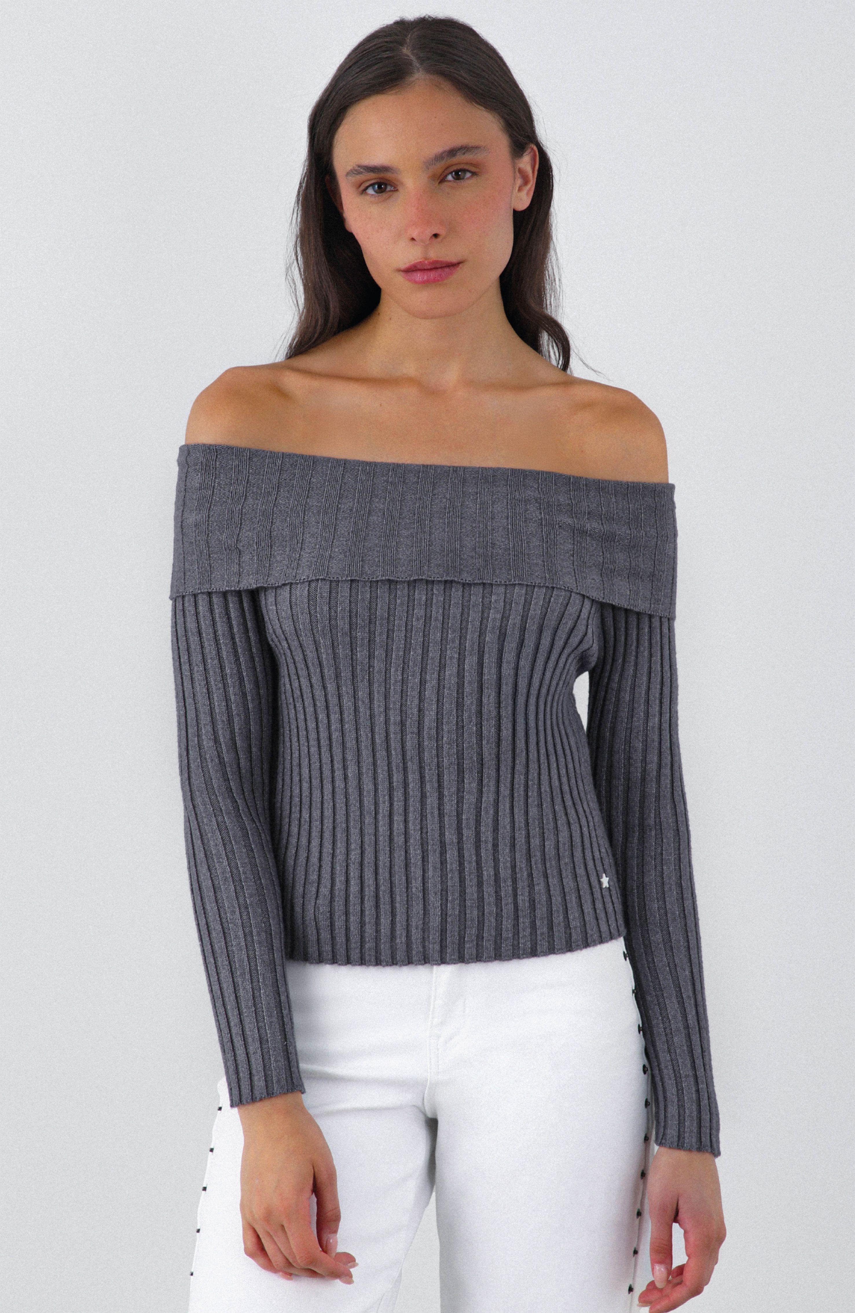 Polera Tejida Hombros Gris Mujer Raindoor-3