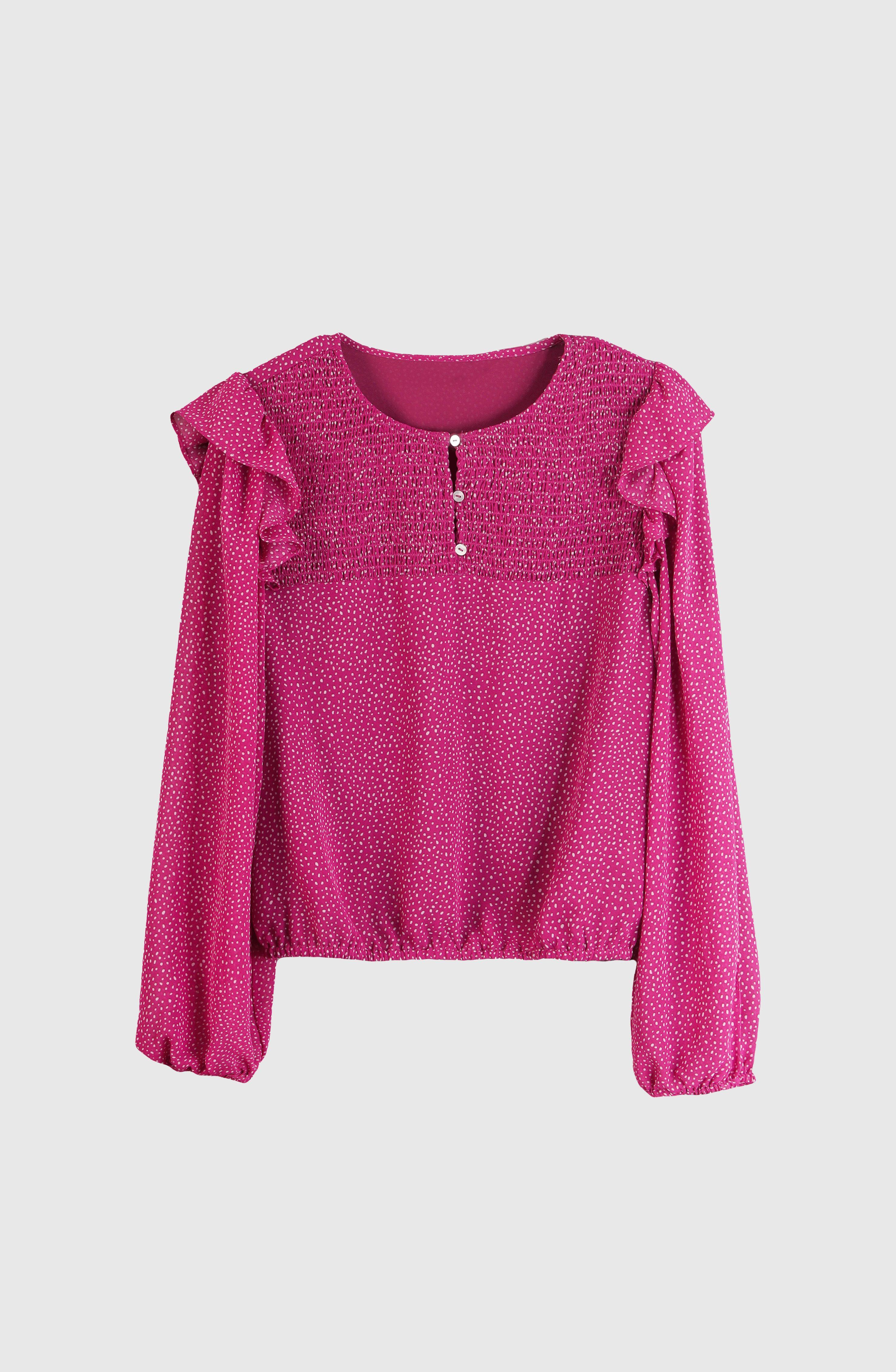 Blusa Panal Chiffon Burdeo Mujer Raindoor-0