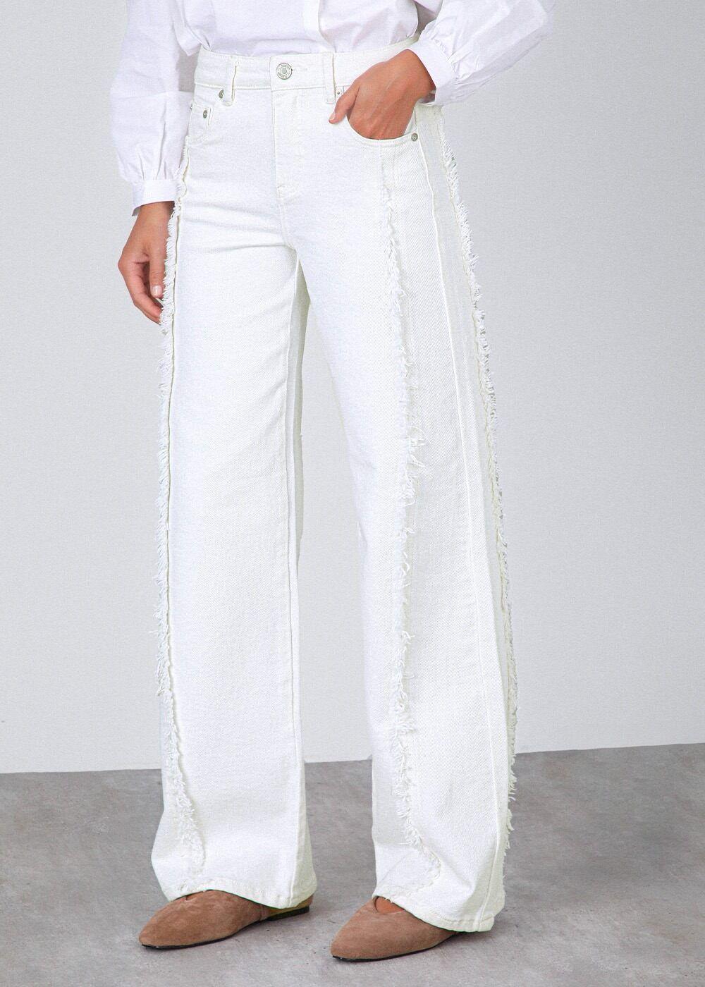 Pantalón Flecos Blanco Mujer Raindoor-2