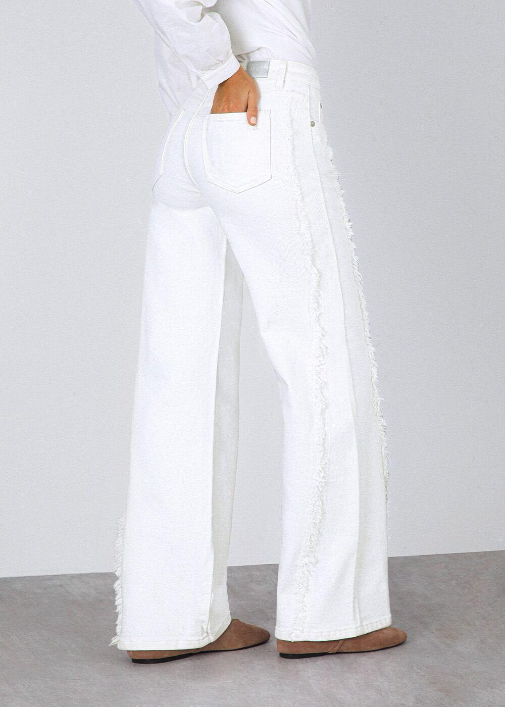 Pantalón Flecos Blanco Mujer Raindoor-3