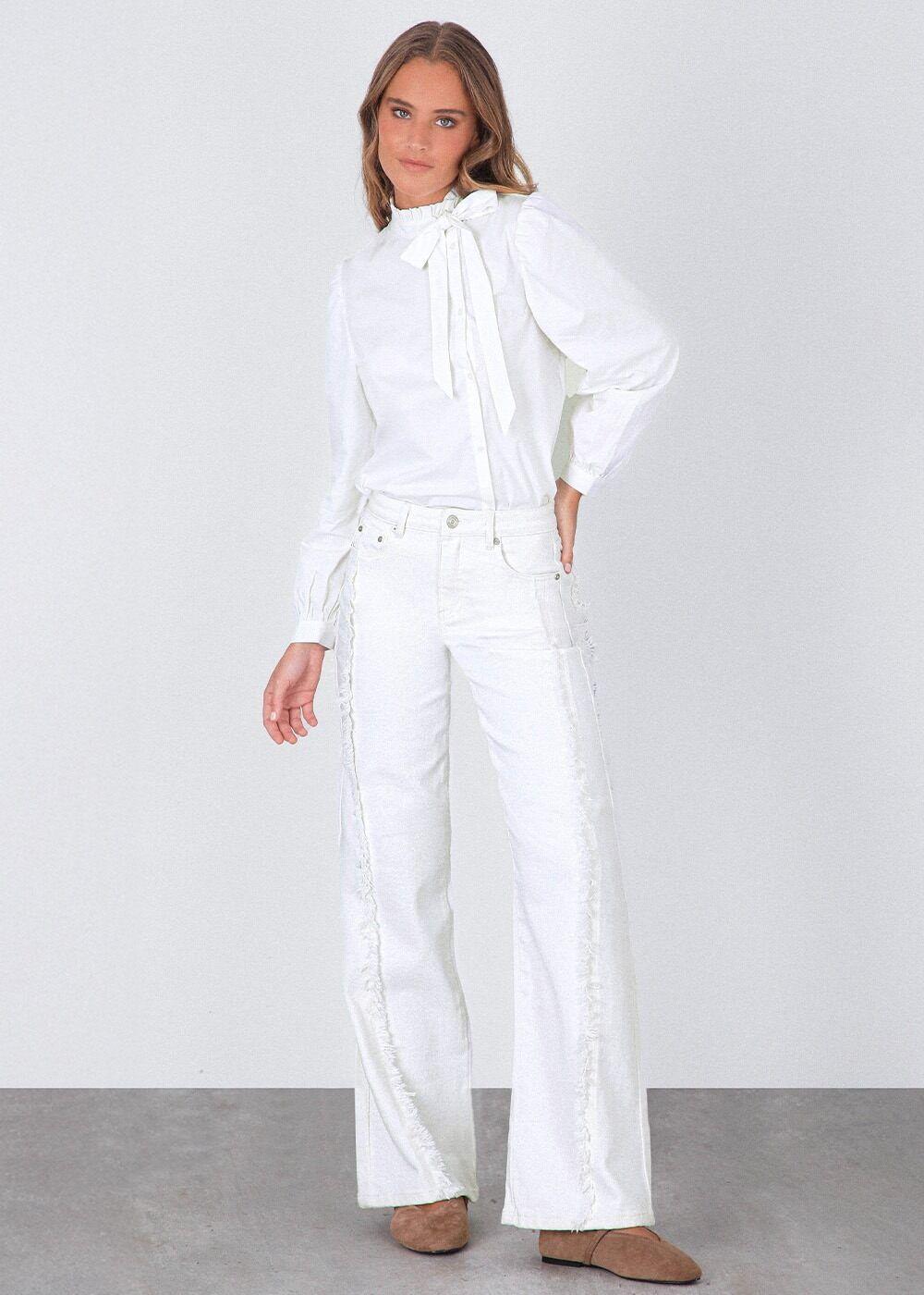 Pantalón Flecos Blanco Mujer Raindoor-5
