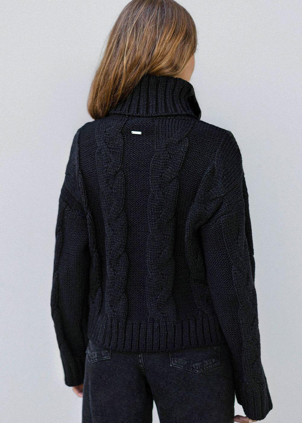 Sweater Trenzado Negro Mujer Raindoor-3