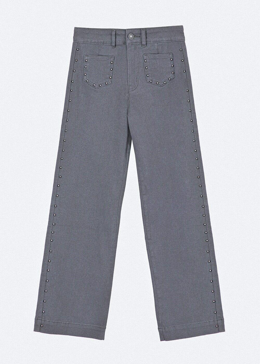 Pantalón Wide Leg Tachas Gris Mujer Raindoor-2
