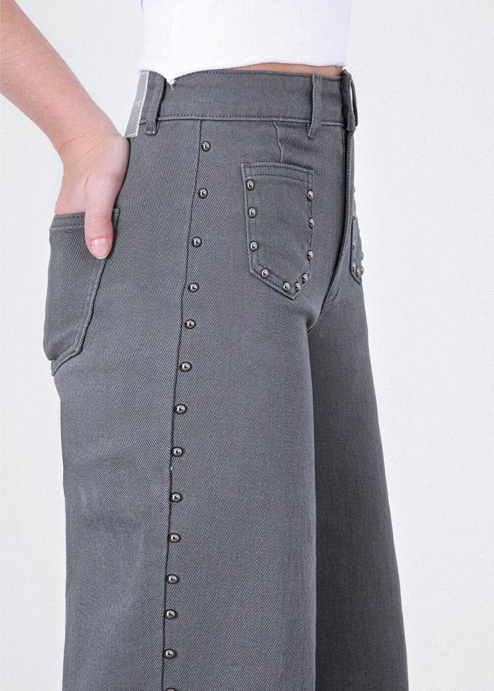 Pantalón Wide Leg Tachas Gris Mujer Raindoor-3