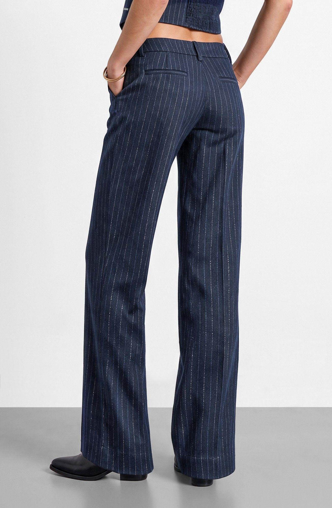 Pantalon Sastrero Raya Lurex Azul Mujer Raindoor-2
