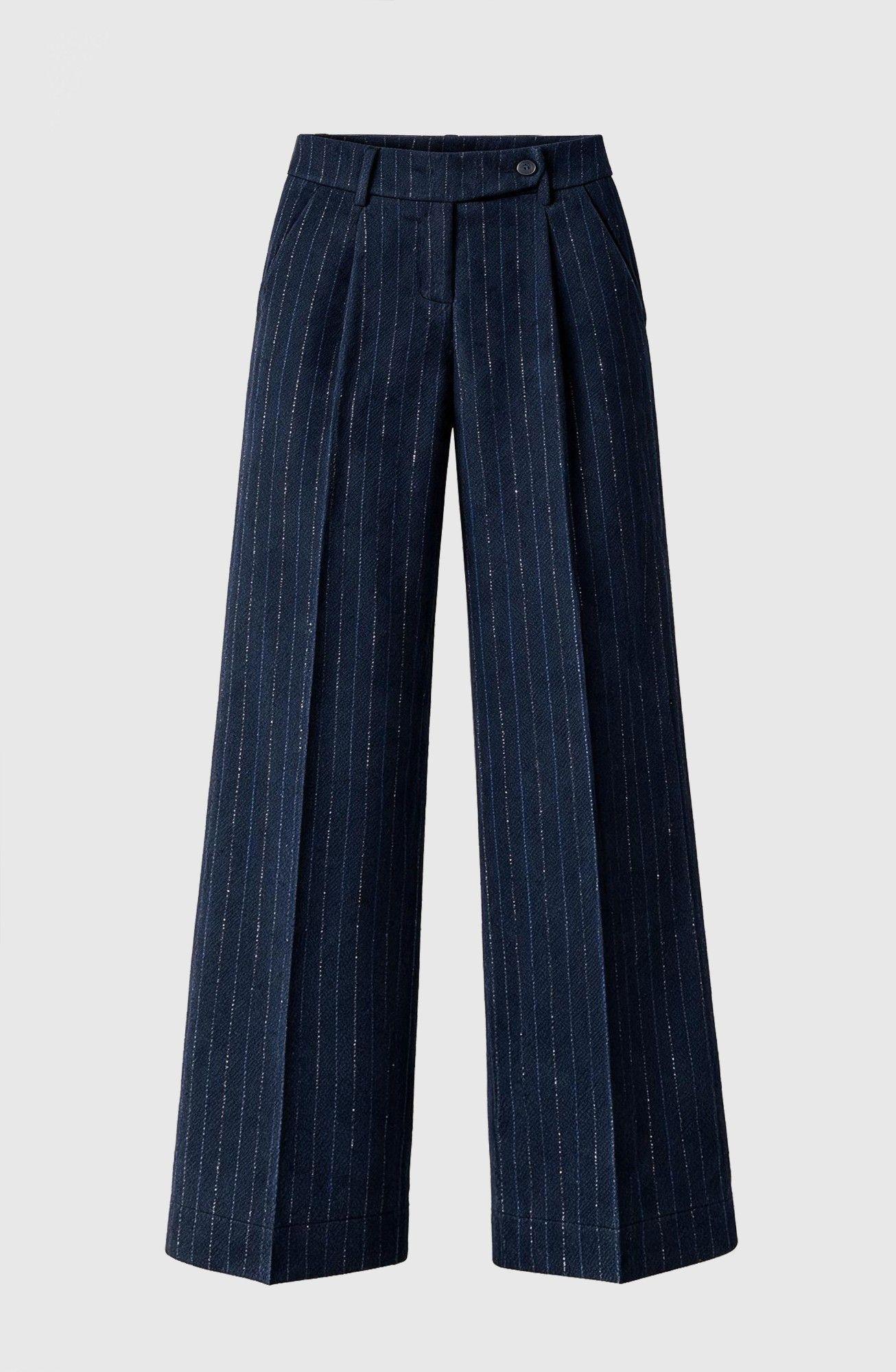 Pantalon Sastrero Raya Lurex Azul Mujer Raindoor-4