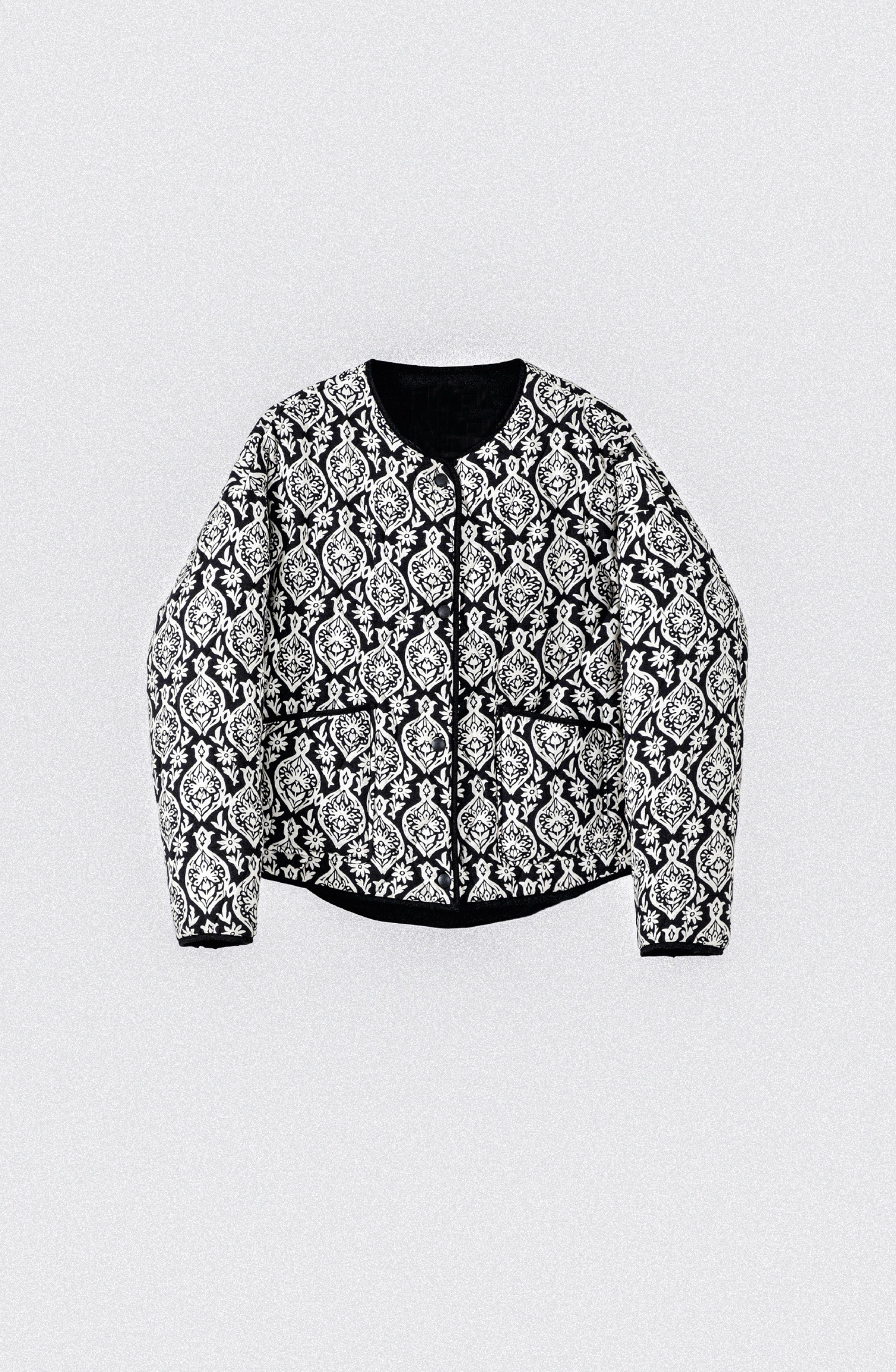 Chaqueta Acolchada Negra Estampado Blanco Mujer Raindoor-4